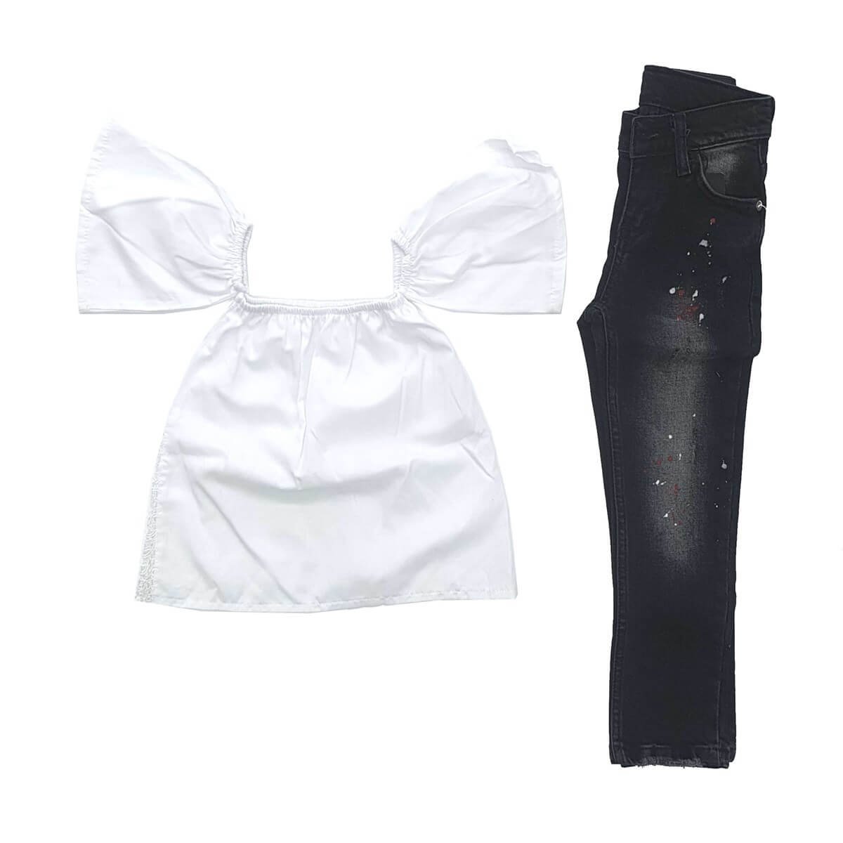 Kız Çocuk Kot Bluz Takım-Special Offers-QuzucukKids.com