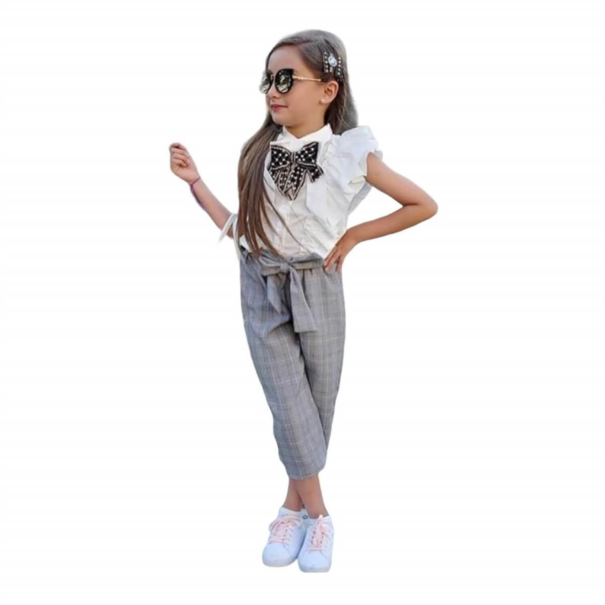 Kurdele Detaylı Kız Çocuk Takım-Kız Çocuk Alt Üst Takım-QuzucukKids.com