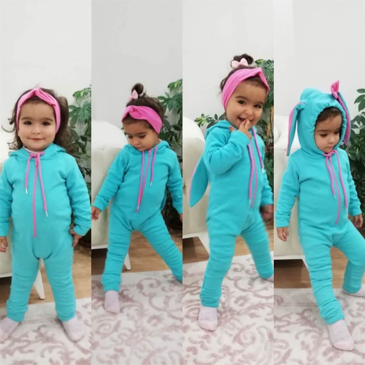 Kız Çocuk Maviş Tavşan Tulum-Seasonal Products-QuzucukKids.com