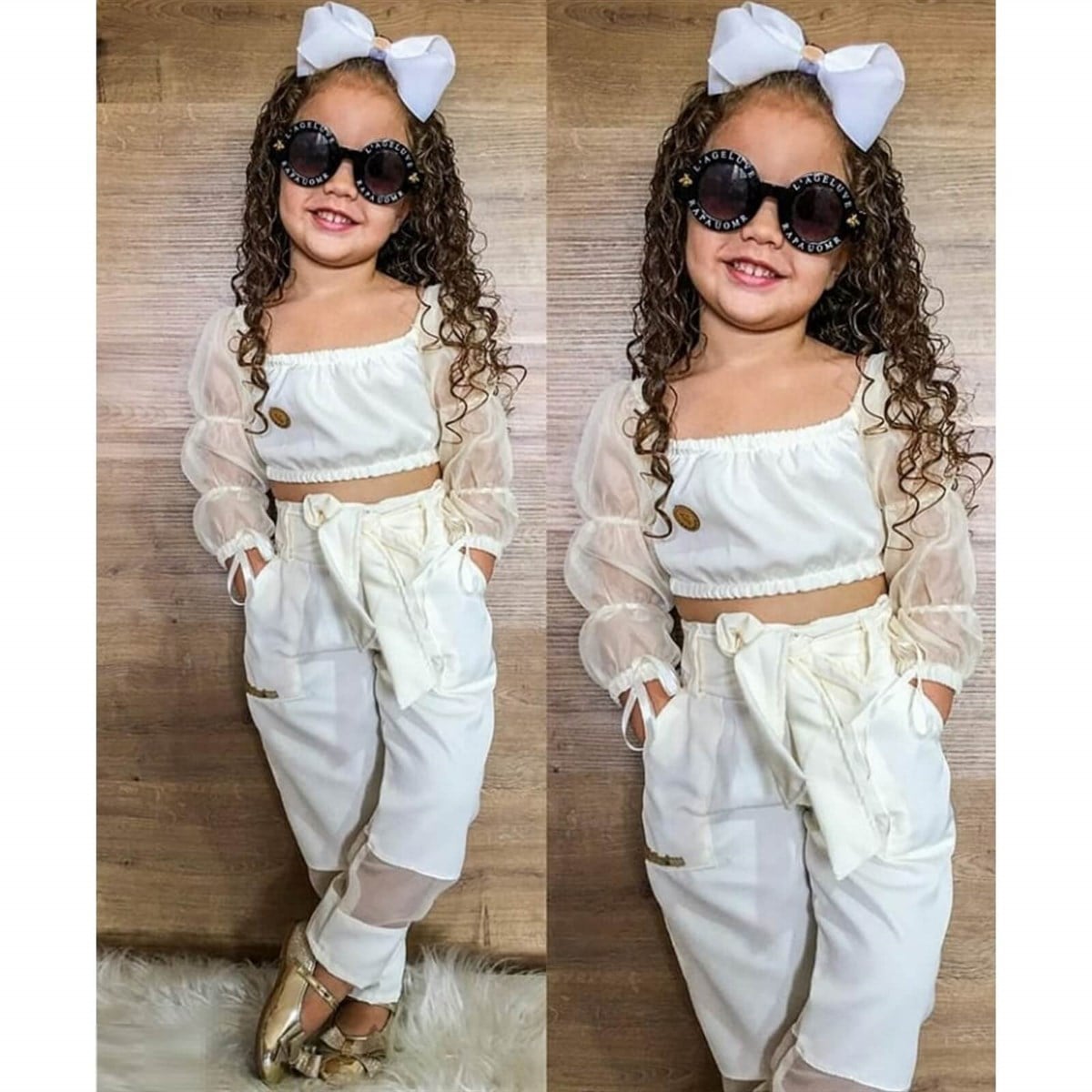 Kız Çocuk Organze Detaylı Yazlık Takım-Kız Çocuk Alt Üst Takım-QuzucukKids.com