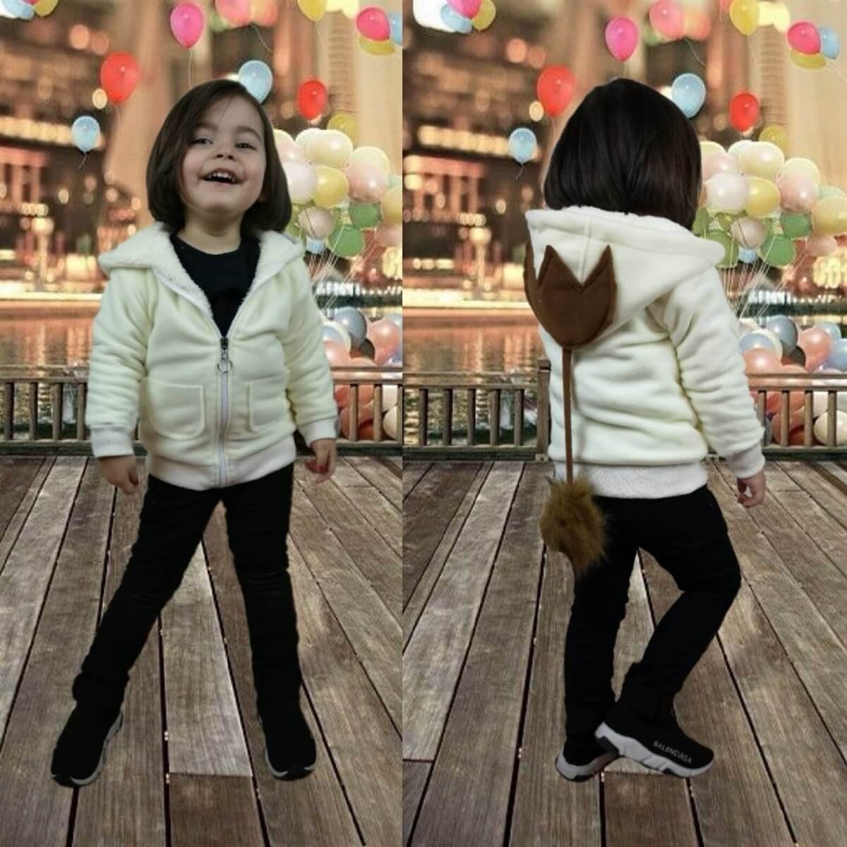 Kız Çocuk Peluş Ceket-Kız Çocuk Tek Alt-QuzucukKids.com