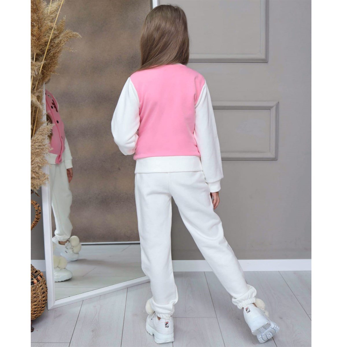 Kız Çocuk Pembe Eşofman Bomper Kolej Ceket Takım-Kız Çocuk Alt Üst Takım-Kız Çocuk Tavşan Figürlü Lila Eşofman Takımı | QuzucukKids.com-QuzucukKids.com