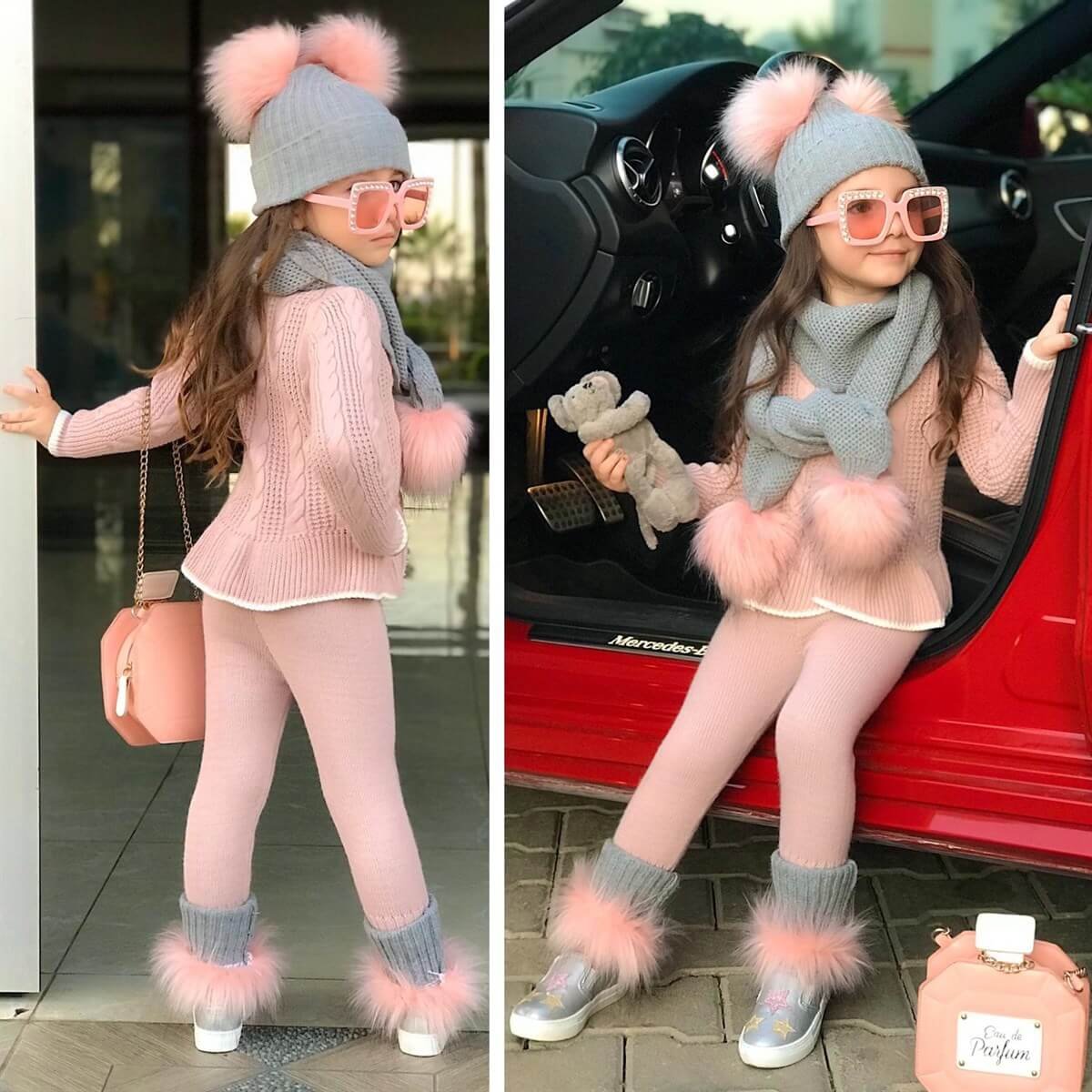 Kız Çocuk Pon Pon Detaylı Kombin-Seasonal Products-QuzucukKids.com