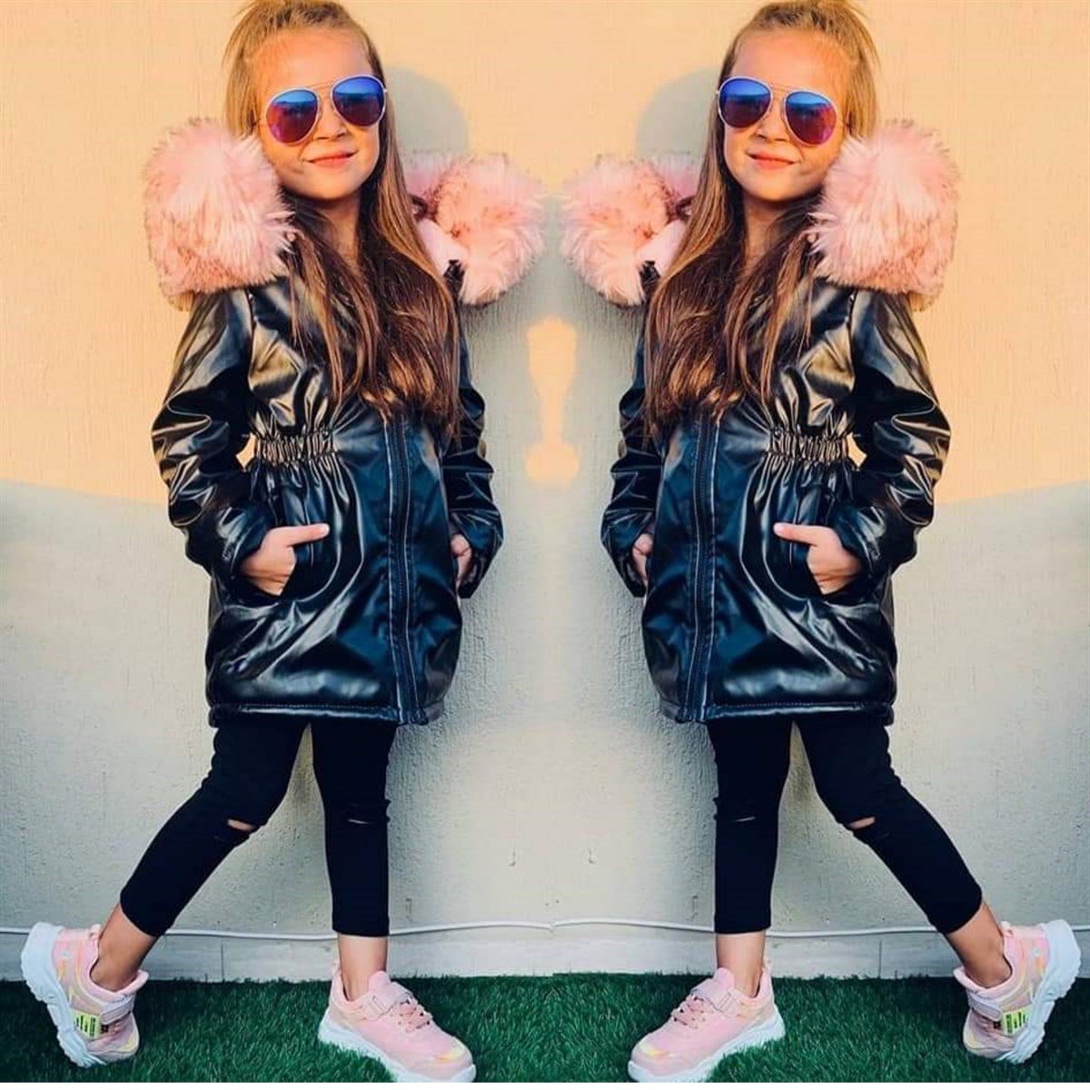 Kız Çocuk Siyah Deri / Peluş Mont-Kız Çocuk Mont-Kız Çocuk Siyah Deri / Peluş Mont | QuzucukKids.com-QuzucukKids.com