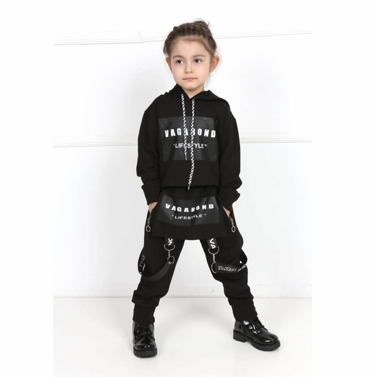 Kız Çocuk Solopet Tarz Siyah Takım-Kid Girl Cloth Sets-QuzucukKids.com