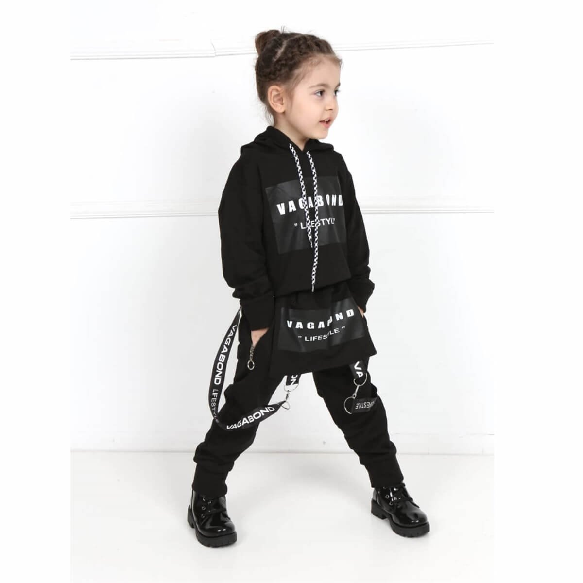Kız Çocuk Solopet Tarz Siyah Takım-Kid Girl Cloth Sets-QuzucukKids.com
