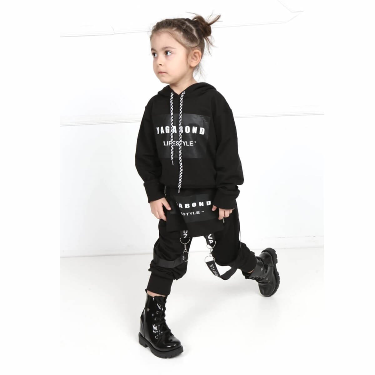Kız Çocuk Solopet Tarz Siyah Takım-Kid Girl Cloth Sets-QuzucukKids.com