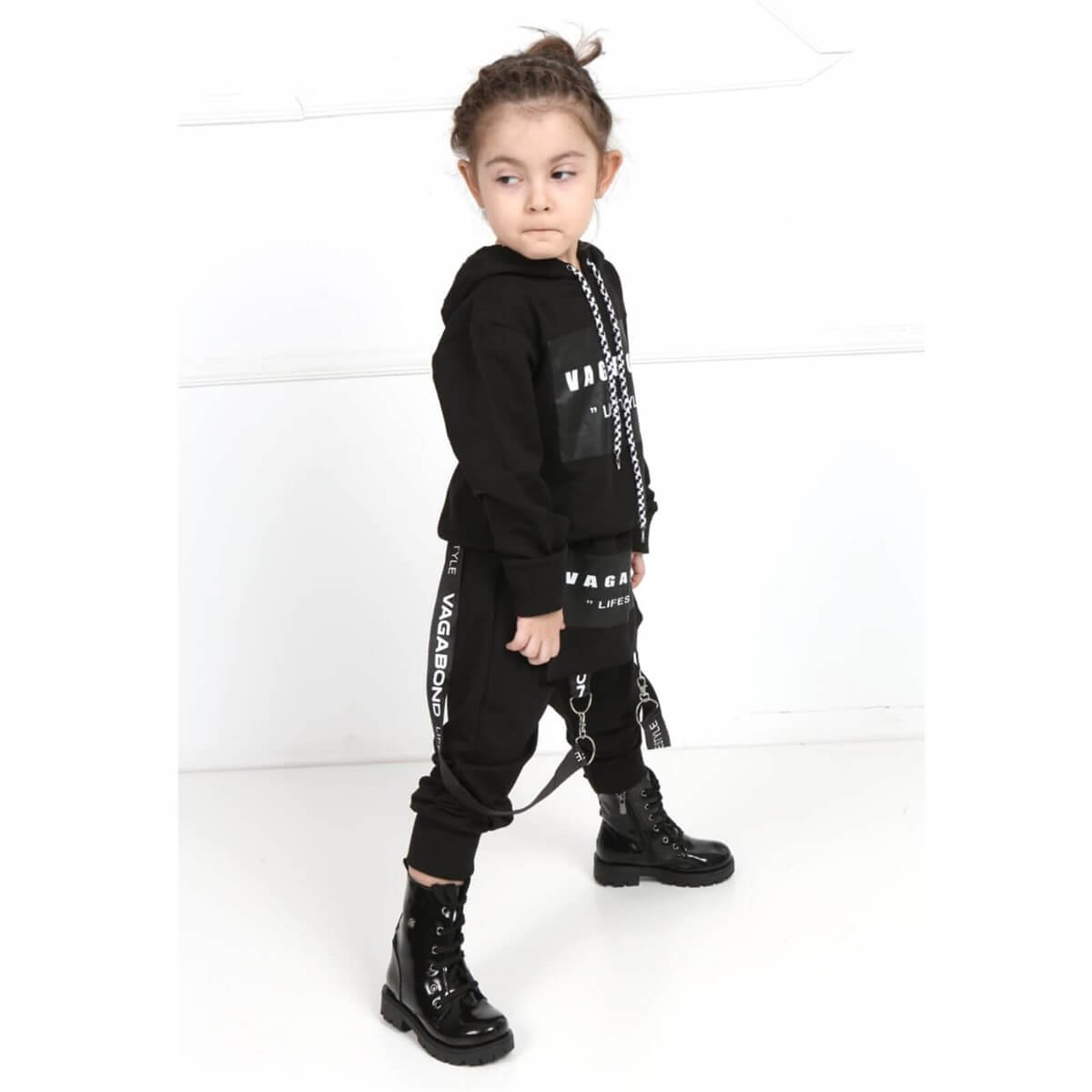 Kız Çocuk Solopet Tarz Siyah Takım-Kid Girl Cloth Sets-QuzucukKids.com