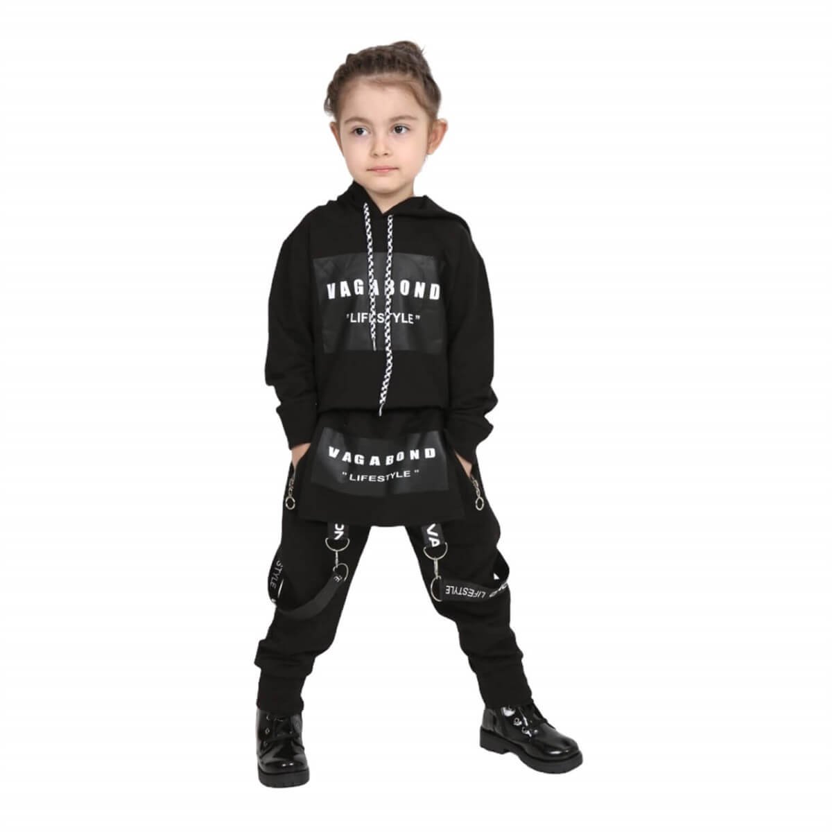 Kız Çocuk Solopet Tarz Siyah Takım-Kid Girl Cloth Sets-QuzucukKids.com