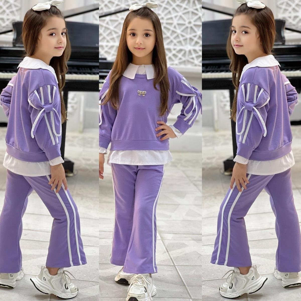 Kız Çocuk Tarz Lila Eşofman Takımı-Kız Çocuk Alt Üst Takım-Kız Çocuk Tarz Lila Eşofman Takımı QuzucukKids.com-QuzucukKids.com