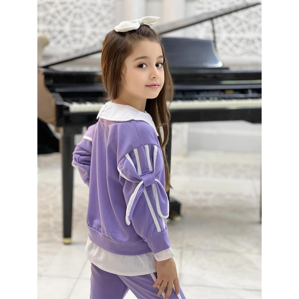 Kız Çocuk Tarz Lila Eşofman Takımı-Kız Çocuk Alt Üst Takım-Kız Çocuk Tarz Lila Eşofman Takımı QuzucukKids.com-QuzucukKids.com