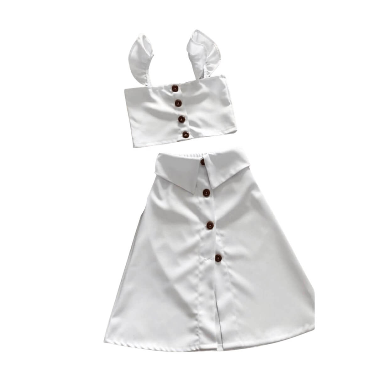 Kız Çocuk Uzun Beyaz Duru Takımı-Kız Çocuk Alt Üst Takım-QuzucukKids.com