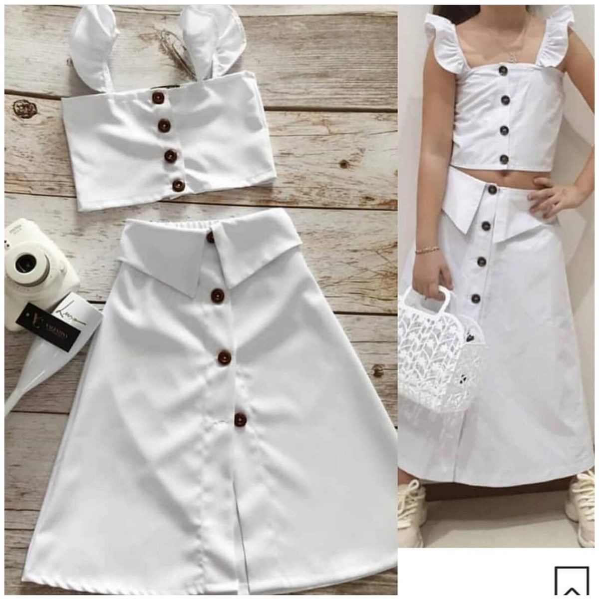 Kız Çocuk Uzun Beyaz Duru Takımı-Kız Çocuk Alt Üst Takım-QuzucukKids.com