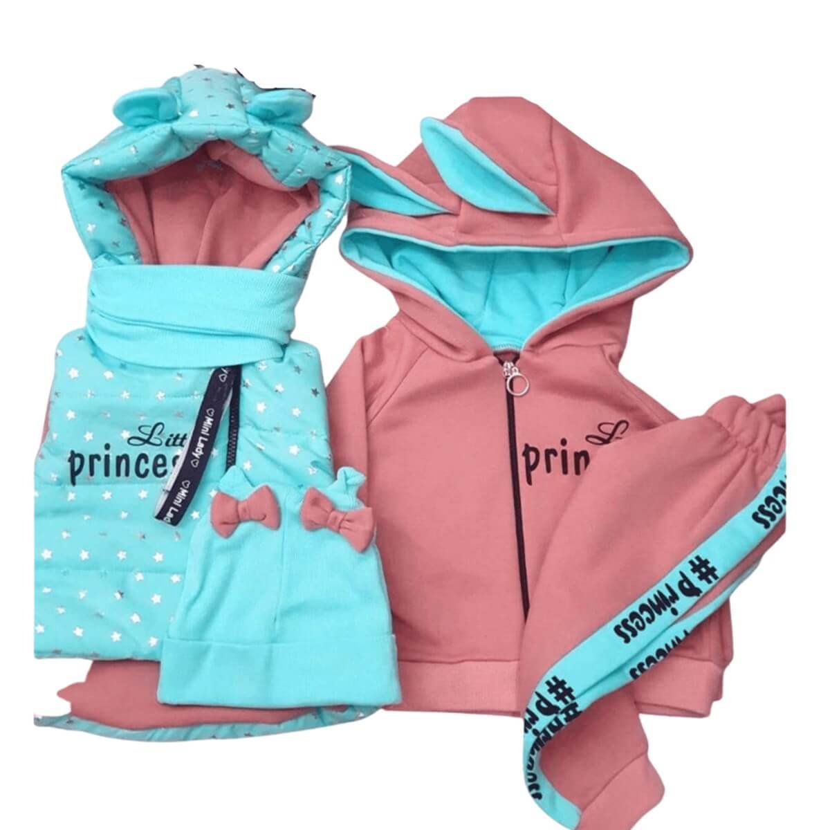 Kız Çocuk Yelekli Spor Kombin-Kız Çocuk Alt Üst Takım-QuzucukKids.com