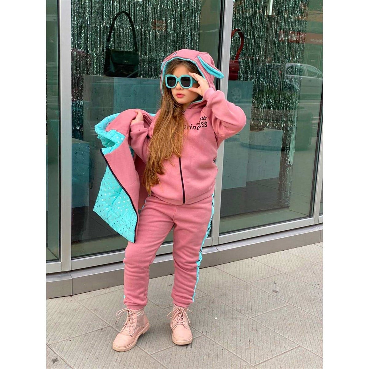 Kız Çocuk Yelekli Spor Kombin-Kız Çocuk Alt Üst Takım-QuzucukKids.com