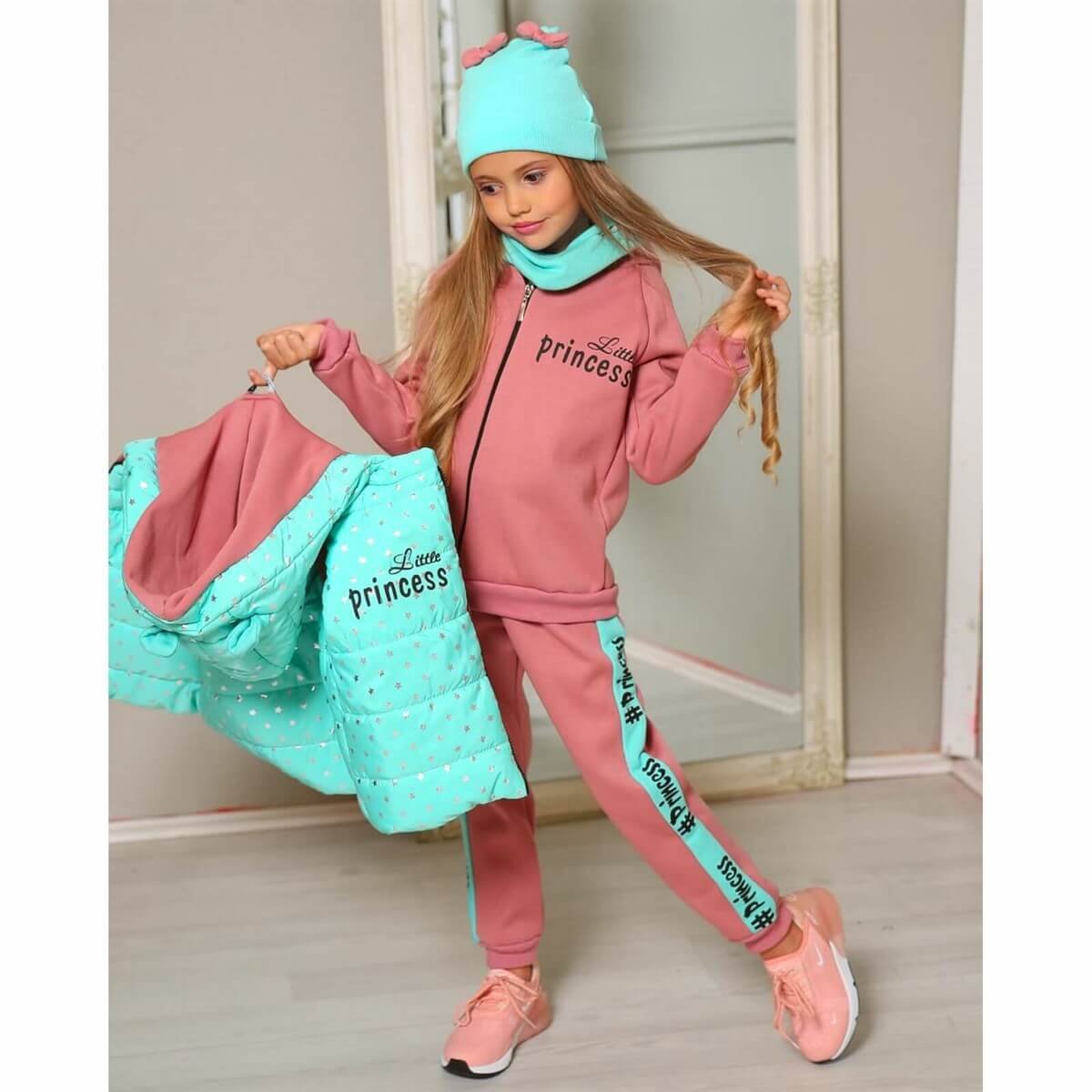 Kız Çocuk Yelekli Spor Kombin-Kız Çocuk Alt Üst Takım-QuzucukKids.com