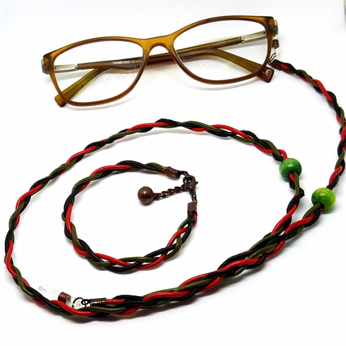 Leather Otantik Gözlük Zinciri & Bileklik Set-Aksesuar-QuzucukKids.com