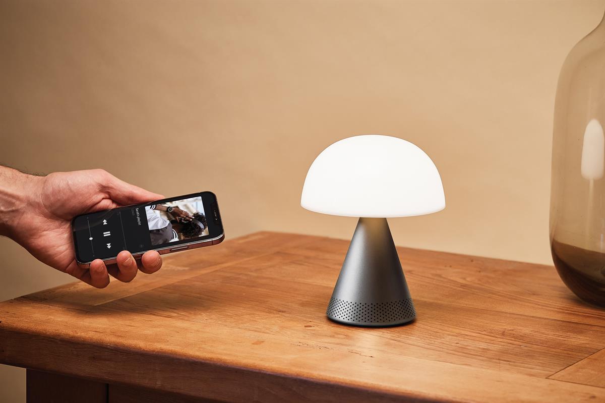 Lexon Mina L Led Lamba ve  Bluetooth Hoparlör Metalik Gri