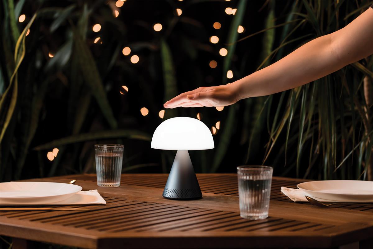 Lexon Mina L Led Lamba ve  Bluetooth Hoparlör Metalik Gri