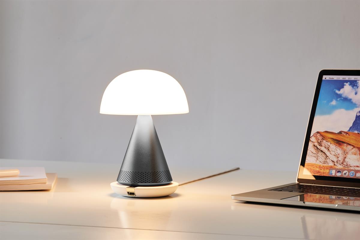 Lexon Mina L Led Lamba ve  Bluetooth Hoparlör Metalik Gri