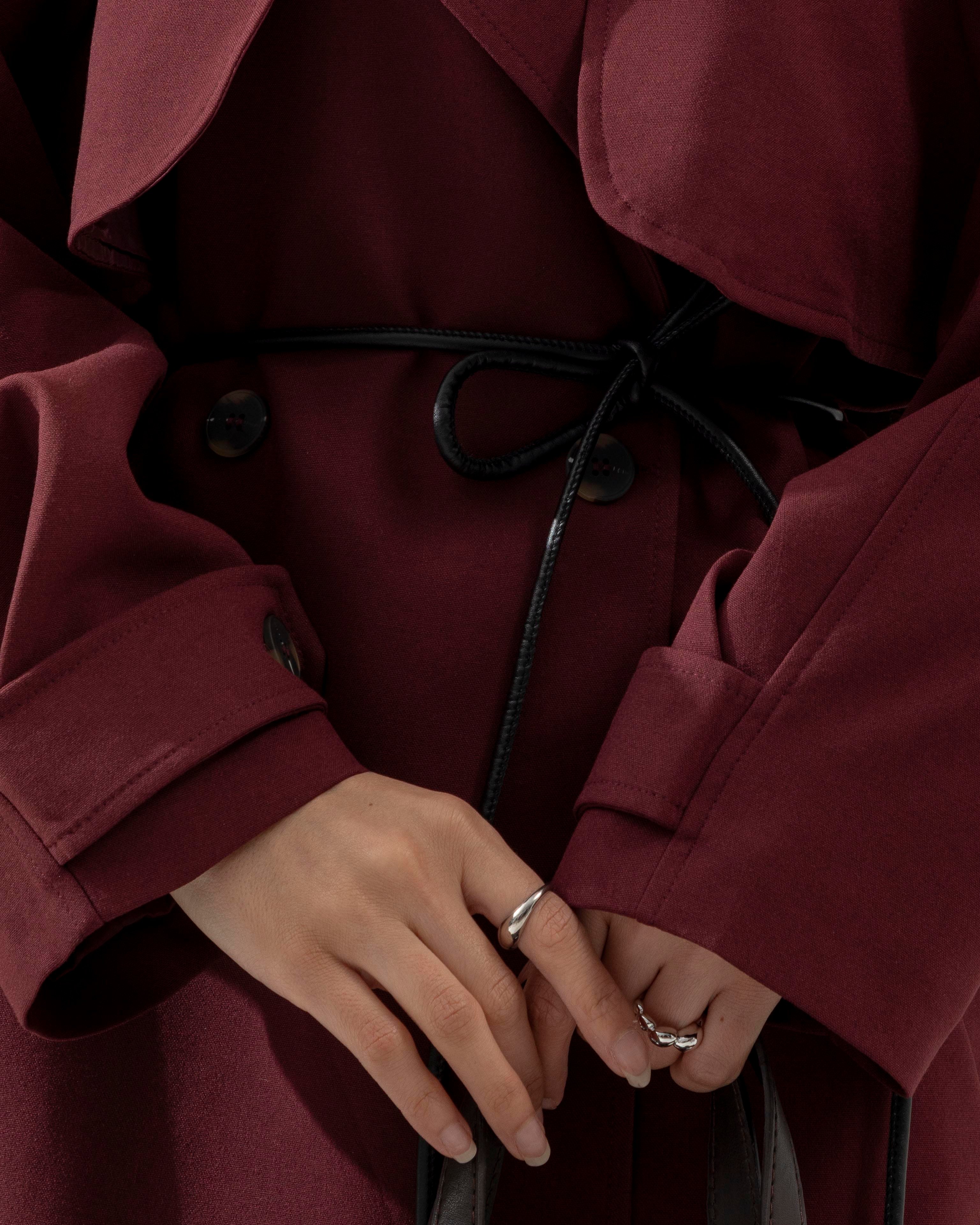 Allerli Bordo Kısa Trençkot