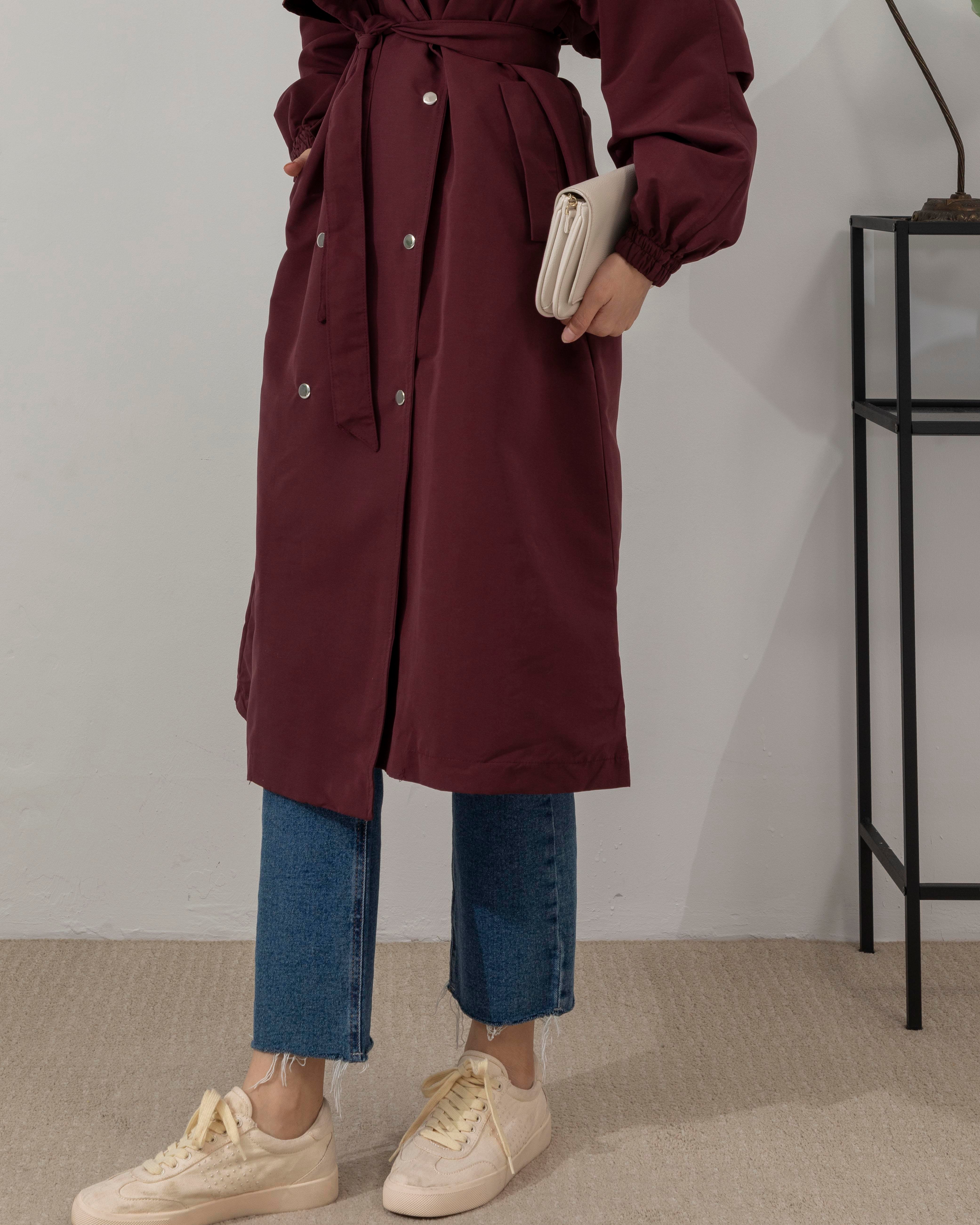 Apoletli Bordo Trençkot
