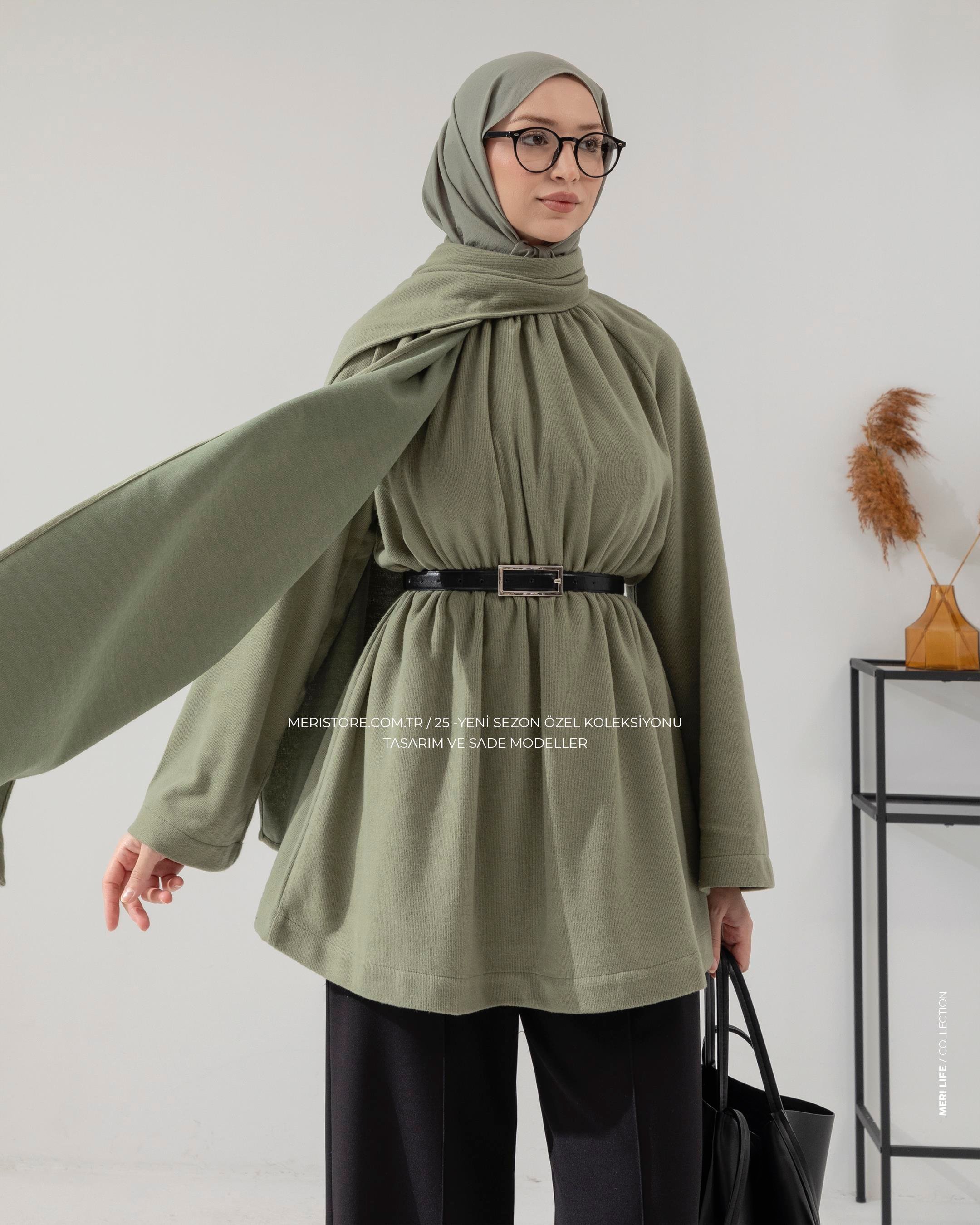 Atkılı Mint Yeşili Tunik