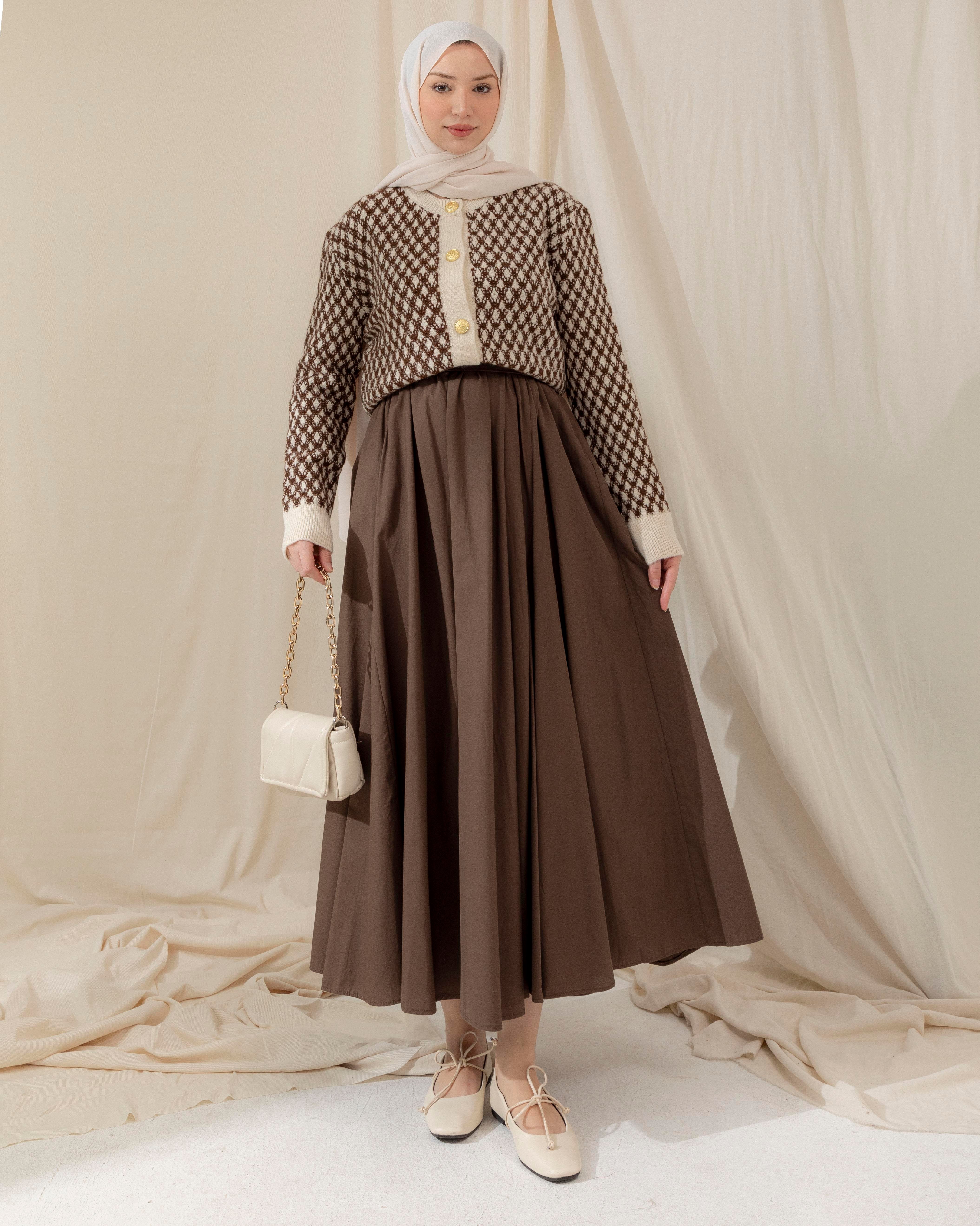 Baklava Desen Krem Triko Hırka