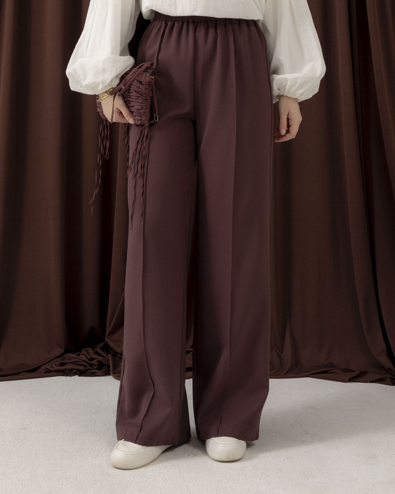 Beli Lastikli Bordo Pantolon