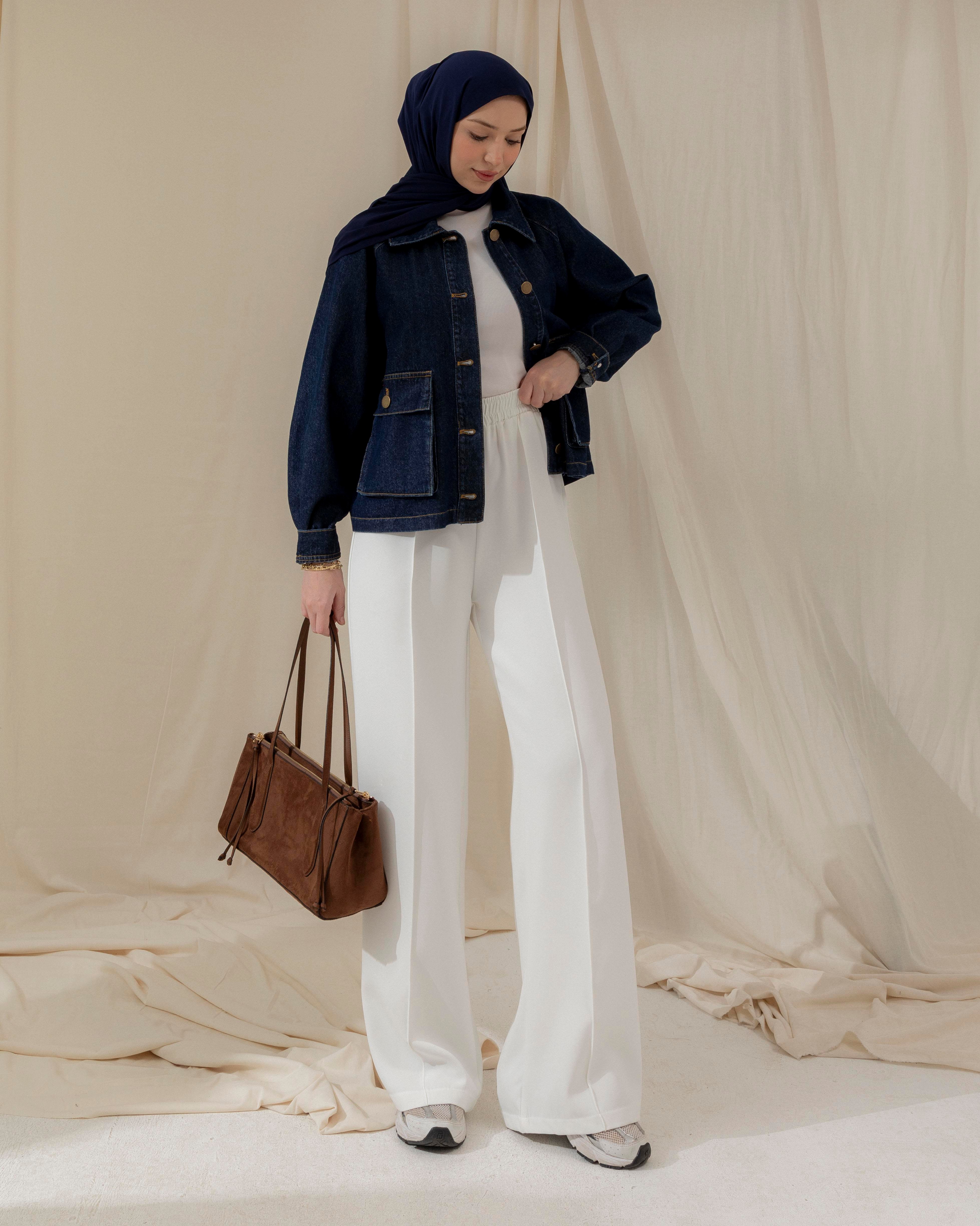 Beli Lastikli Ekru Pantolon