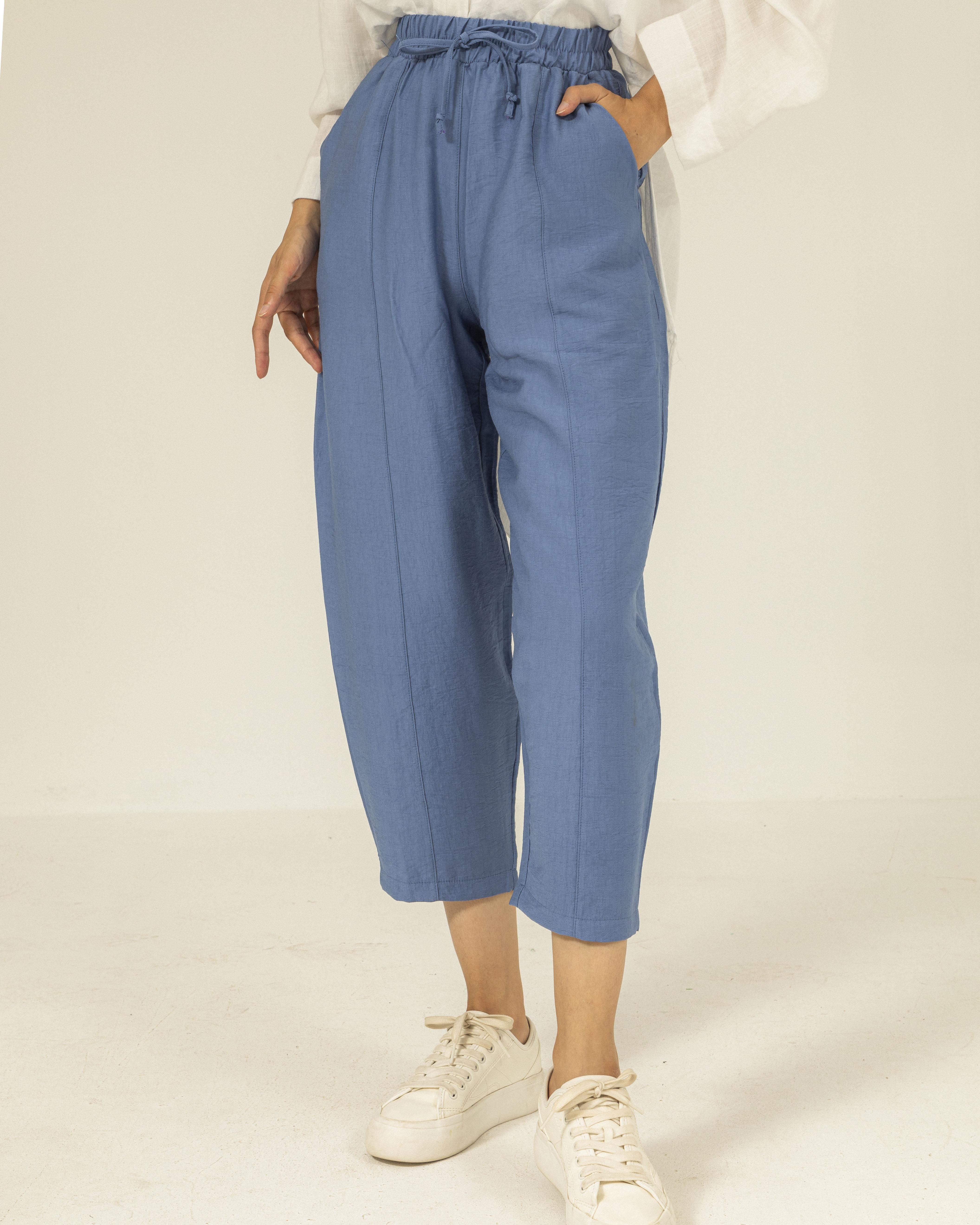 Beli Lastikli Mavi Pantolon