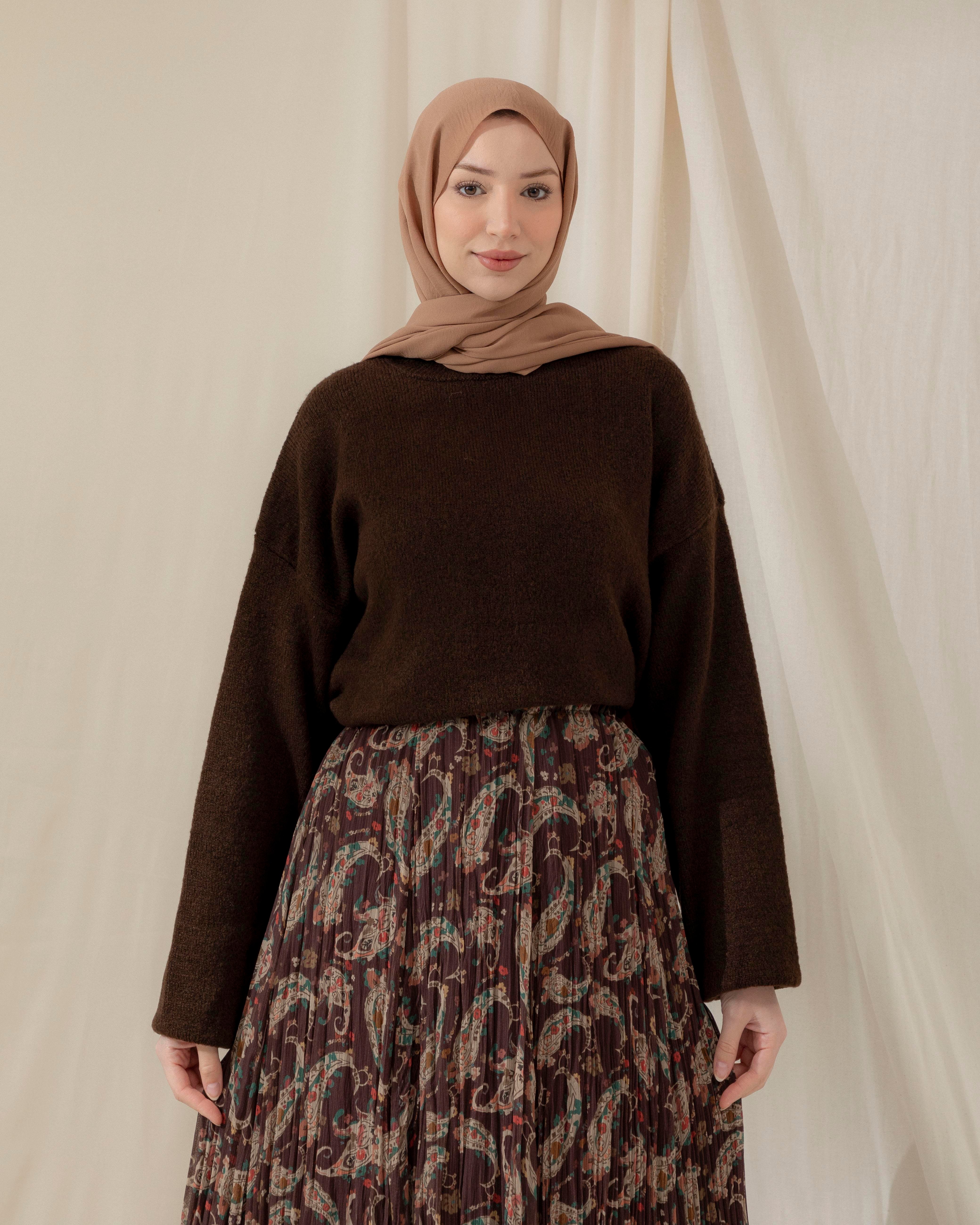 Bisiklet Yaka Kahve Triko Kazak