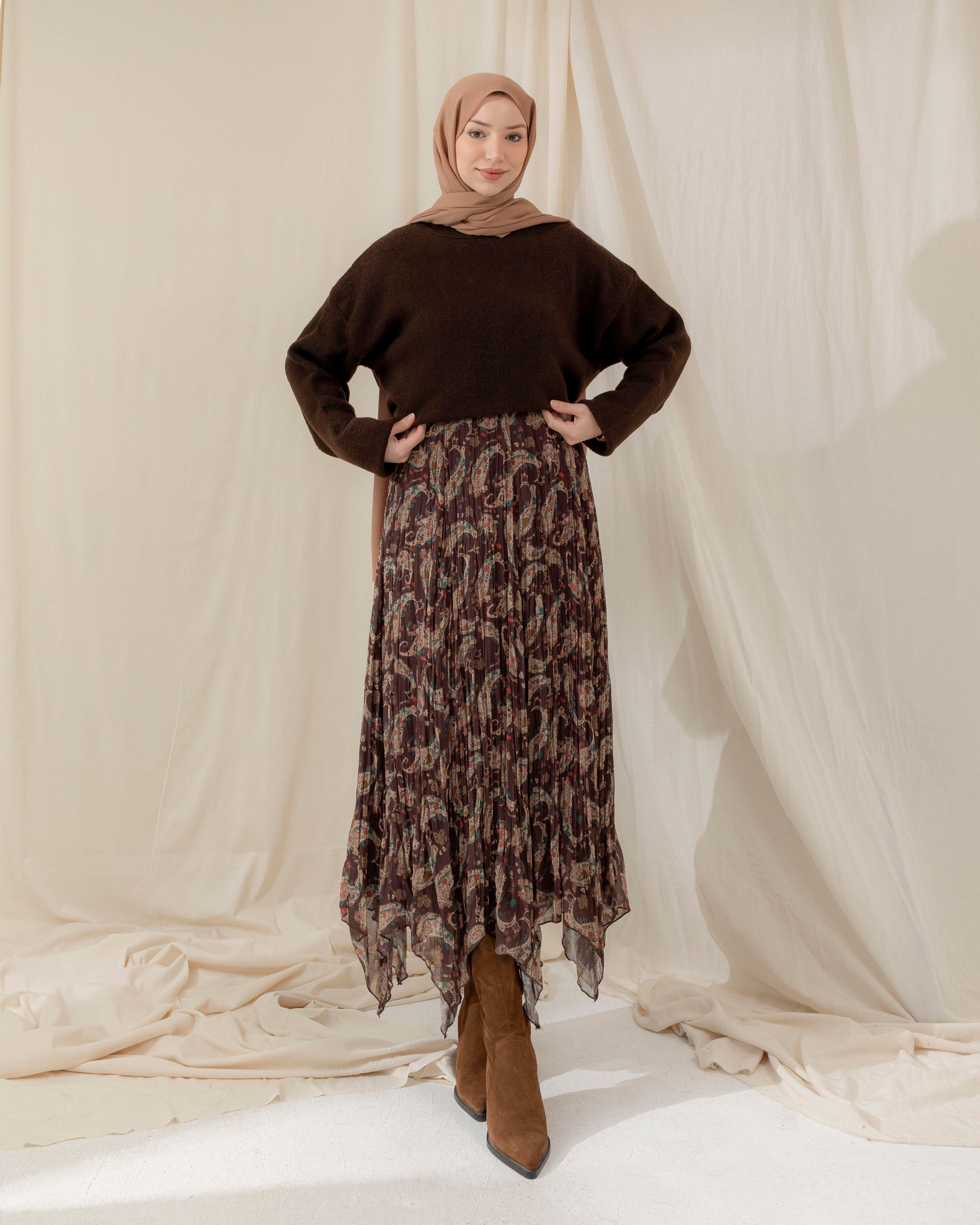 Bisiklet Yaka Kahve Triko Kazak