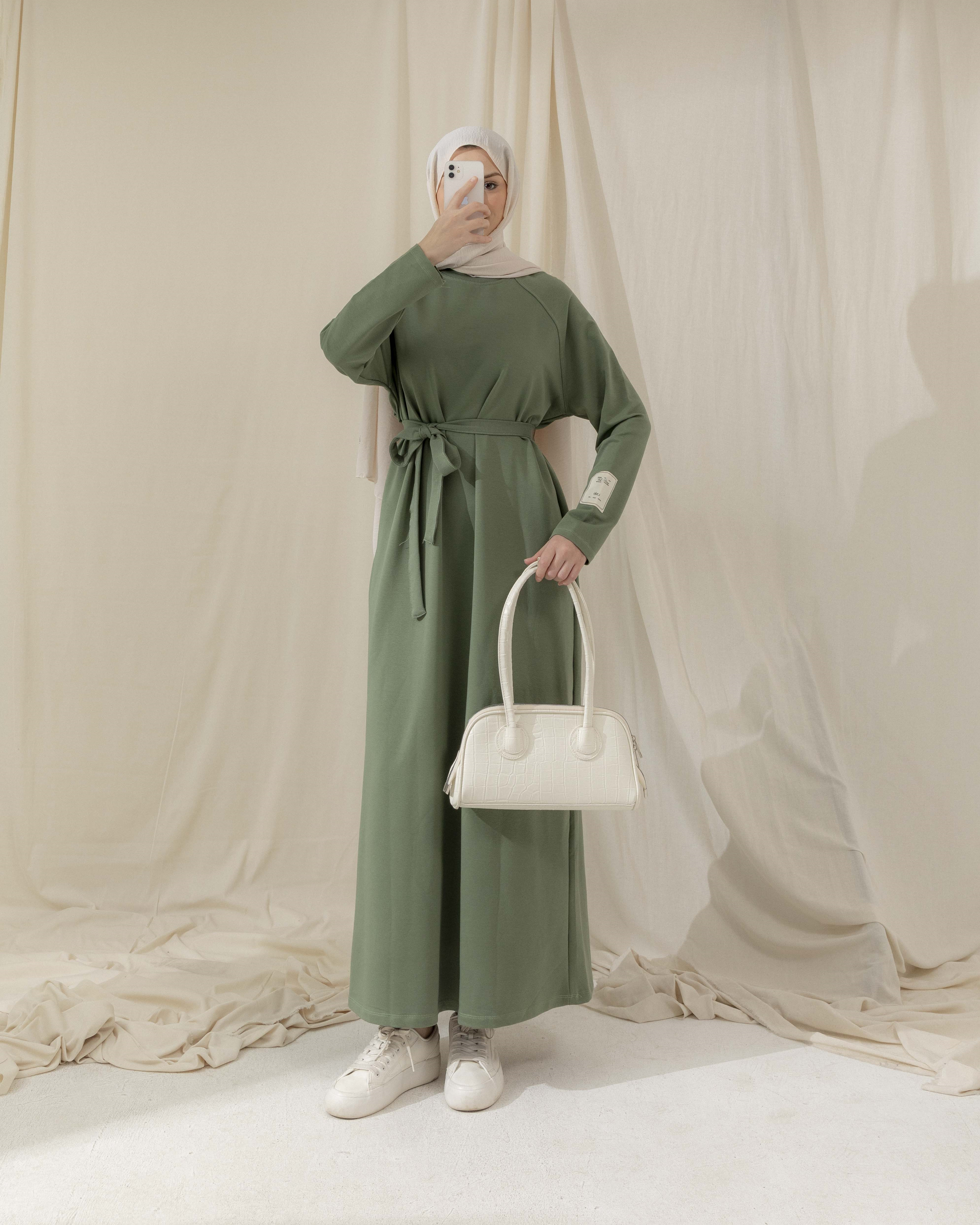 Bisiklet Yaka Mint Yeşili Elbise