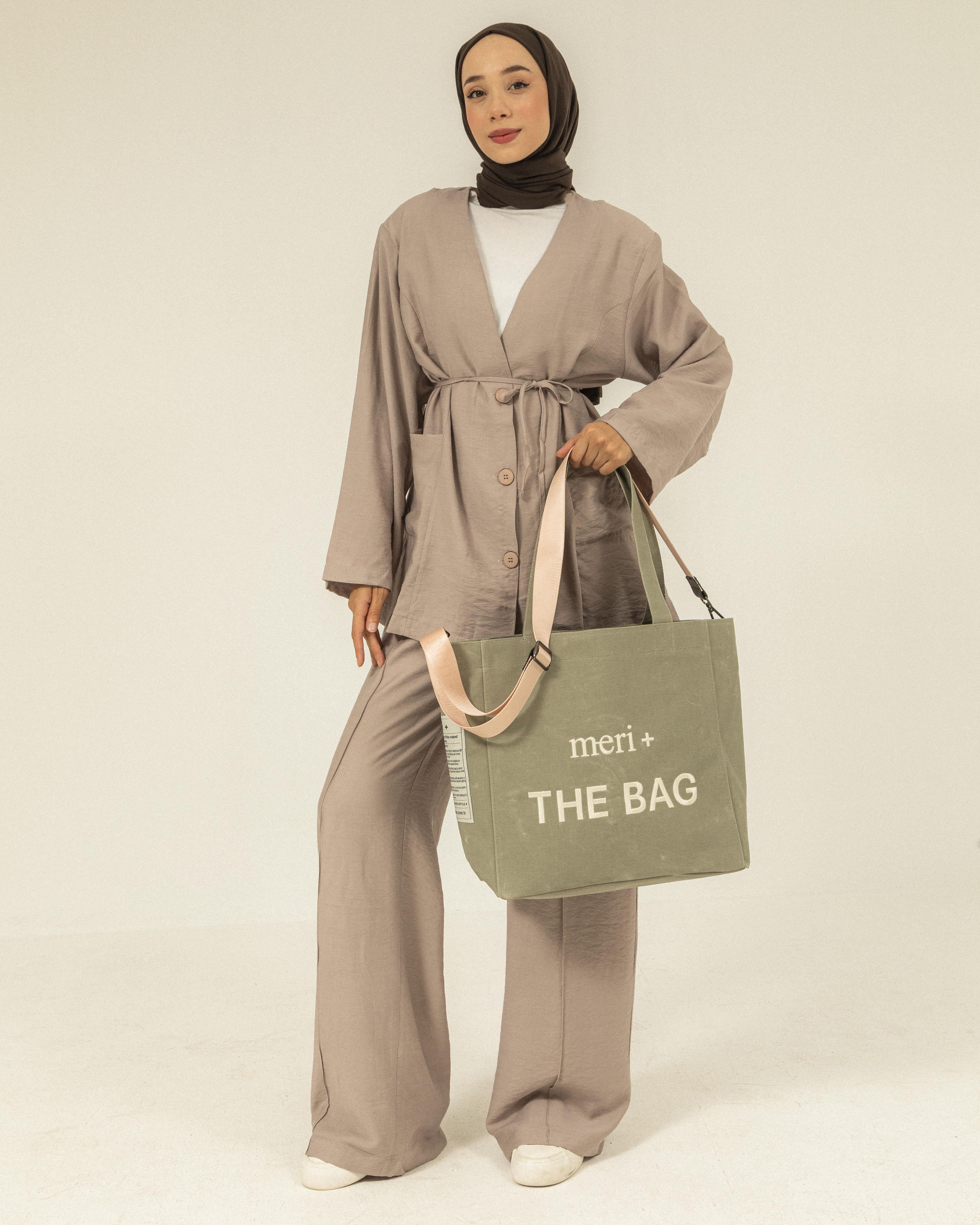 Büyük Boy Çağla Kanvas Çanta-Pudra Kayış