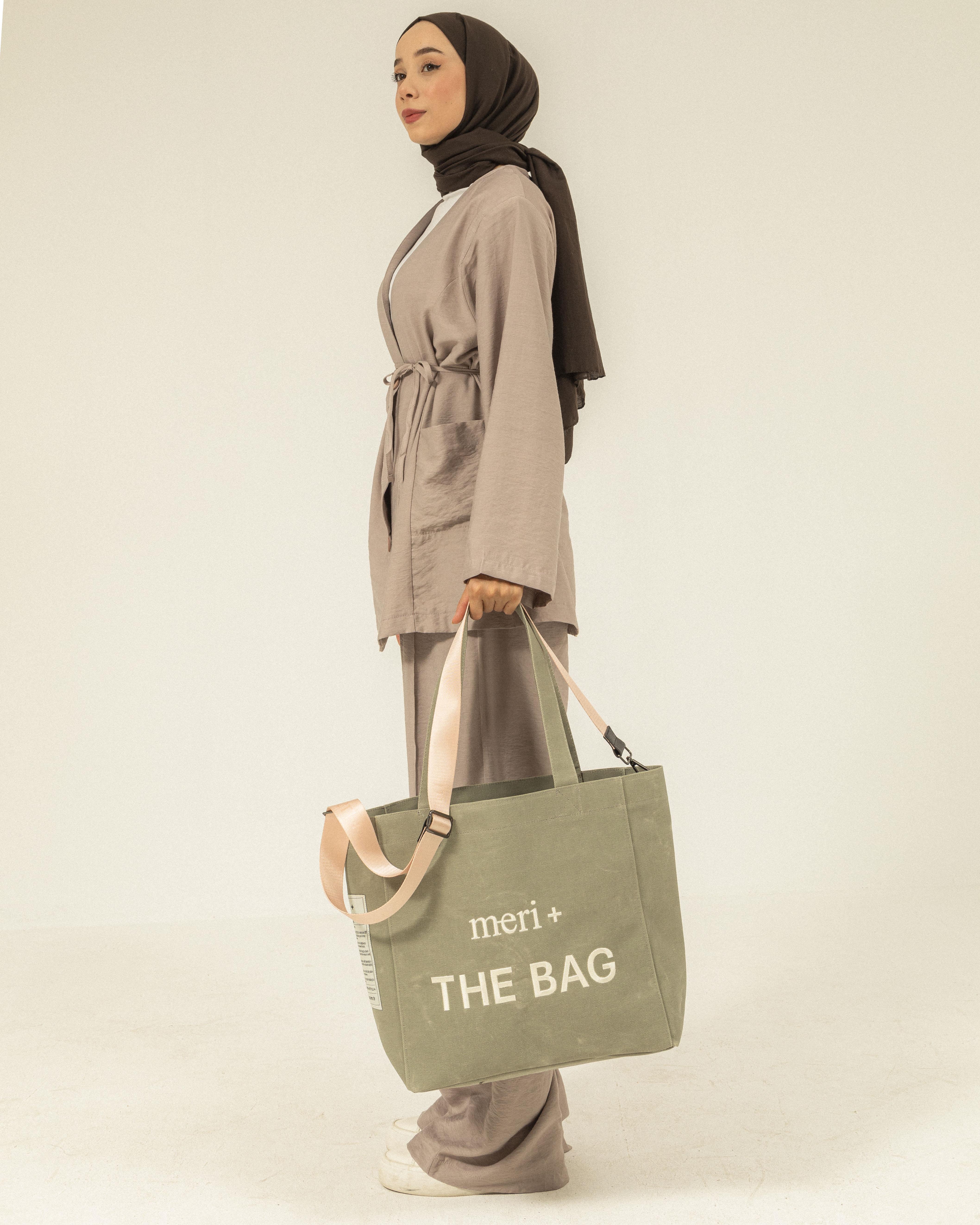 Büyük Boy Çağla Kanvas Çanta-Pudra Kayış