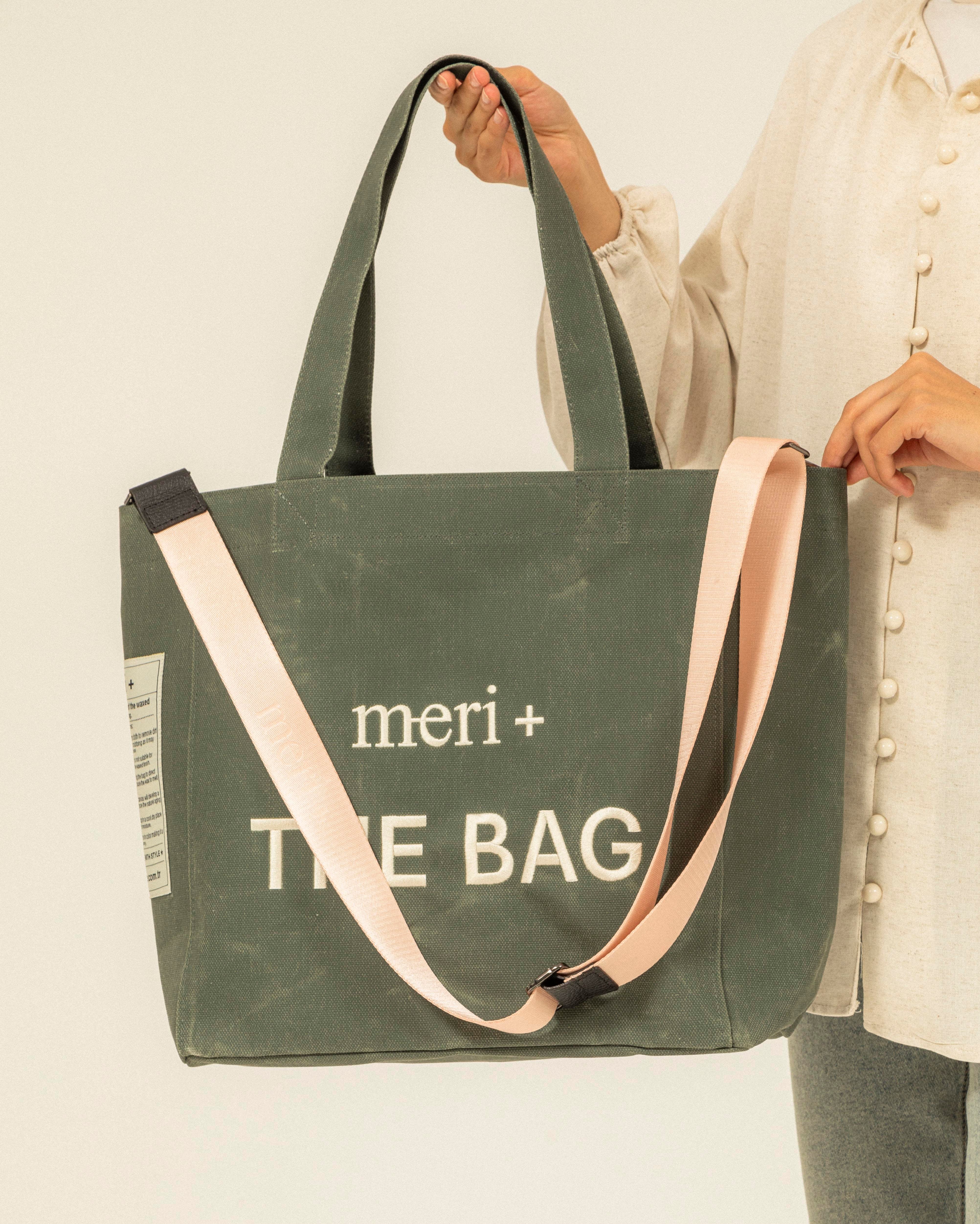 Büyük Boy Haki Kanvas Çanta-Pudra Kayış