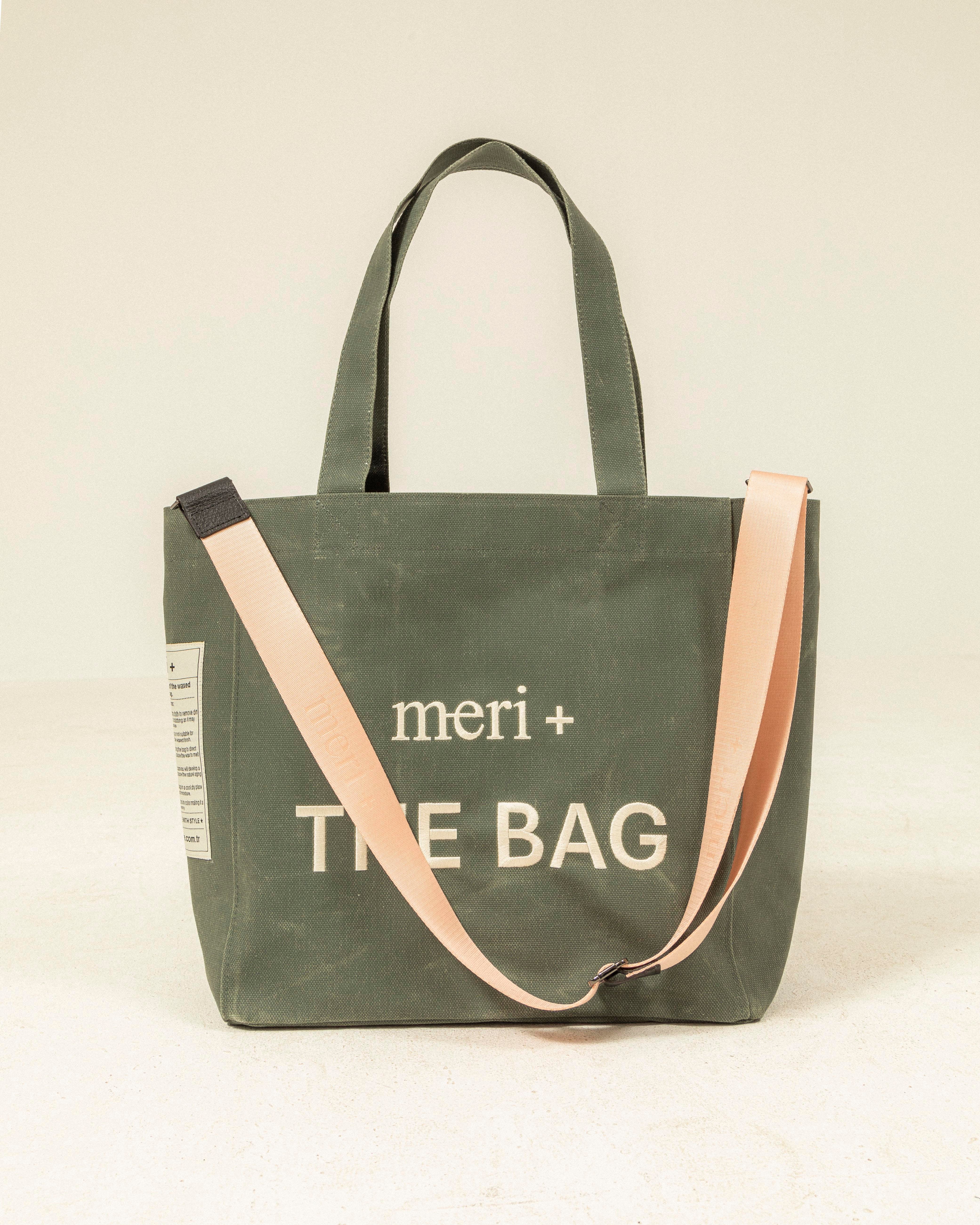Büyük Boy Haki Kanvas Çanta-Pudra Kayış