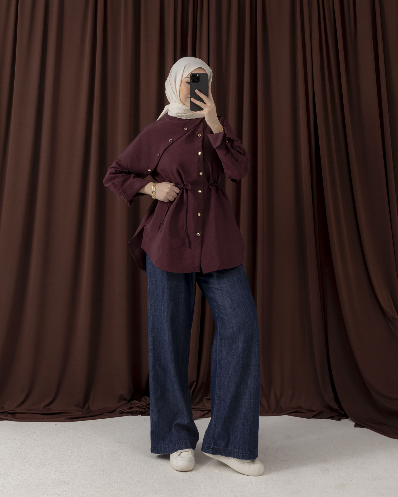 Büyük Yaka Bordo Gömlek