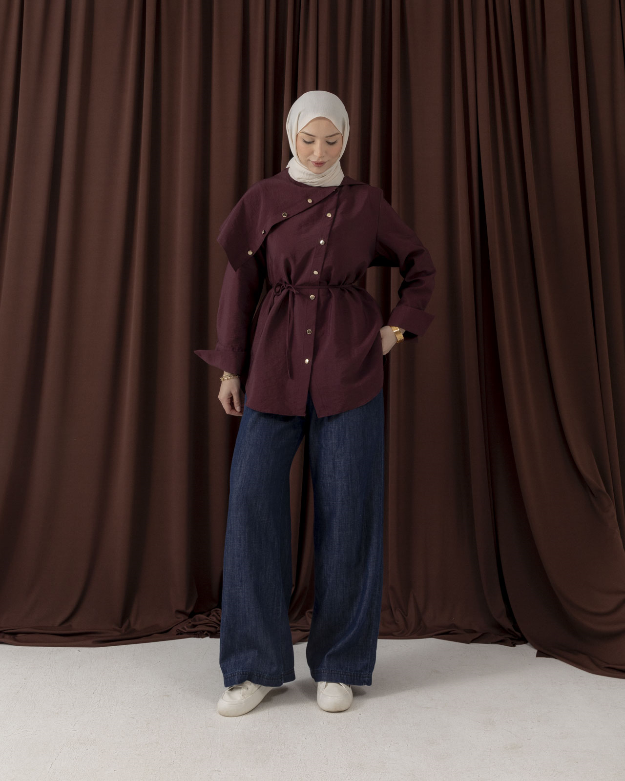 Büyük Yaka Bordo Gömlek