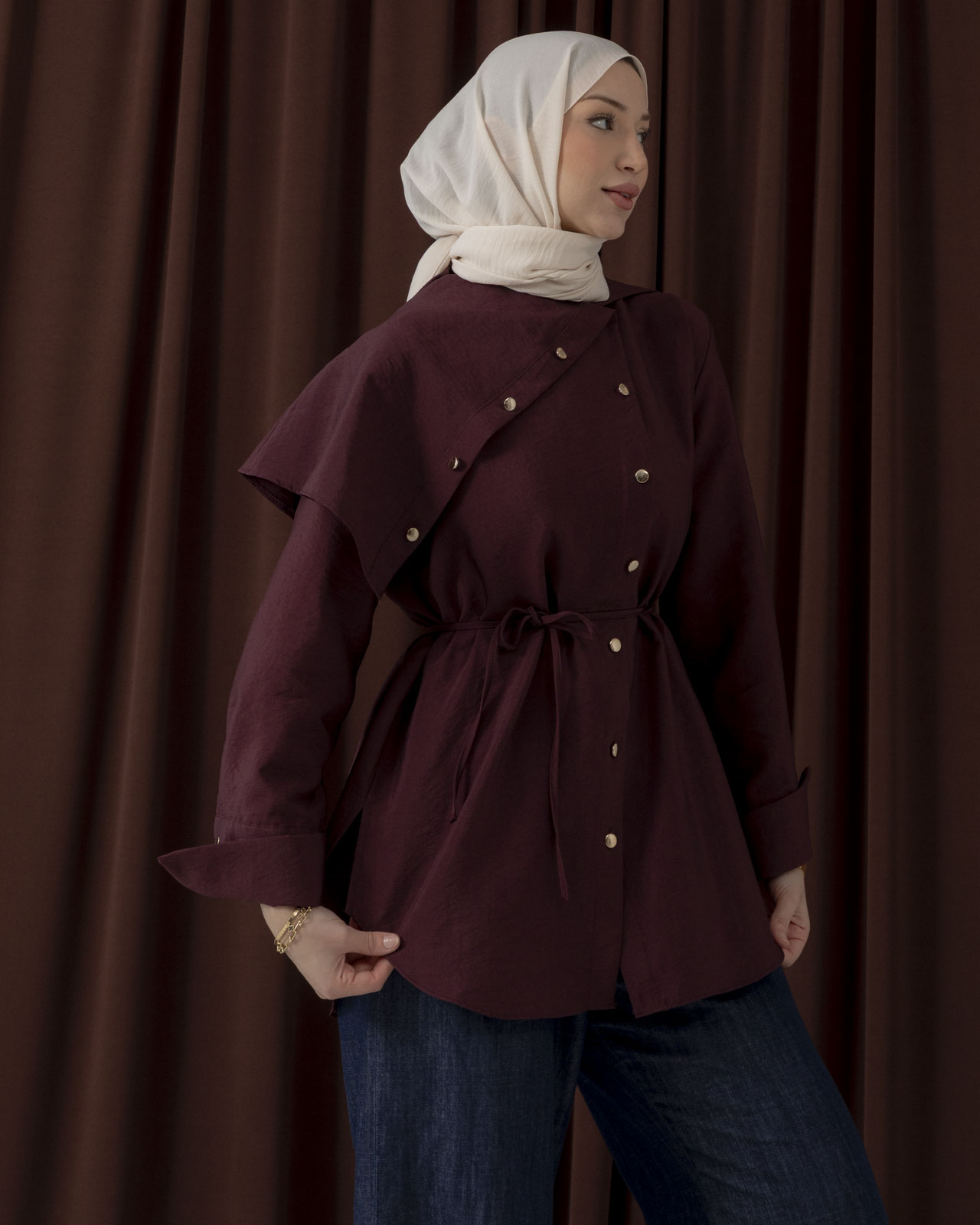 Büyük Yaka Bordo Gömlek