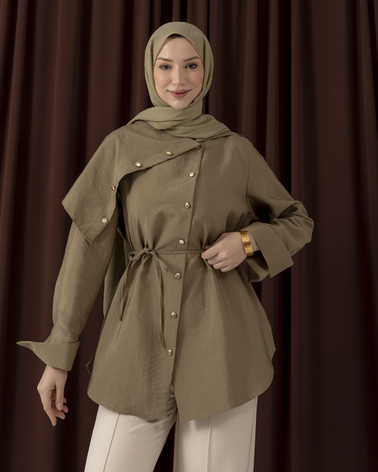 Büyük Yaka Haki Gömlek