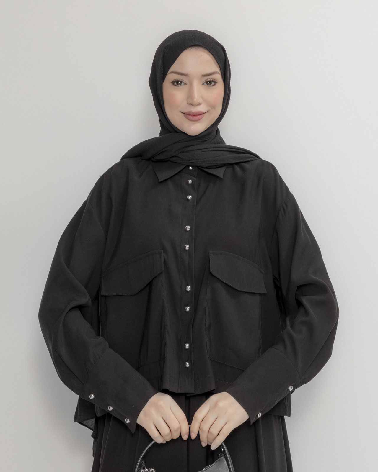 Cep Detaylı Etekli Siyah Takım