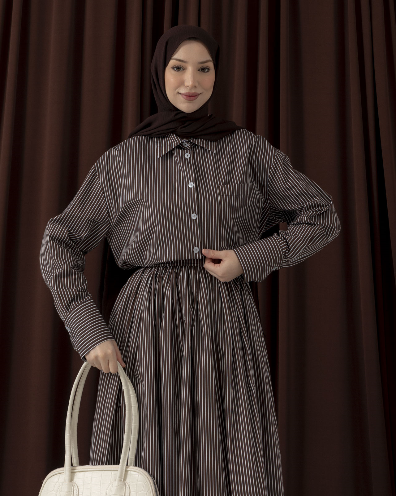 Çizgili Kahve Takım