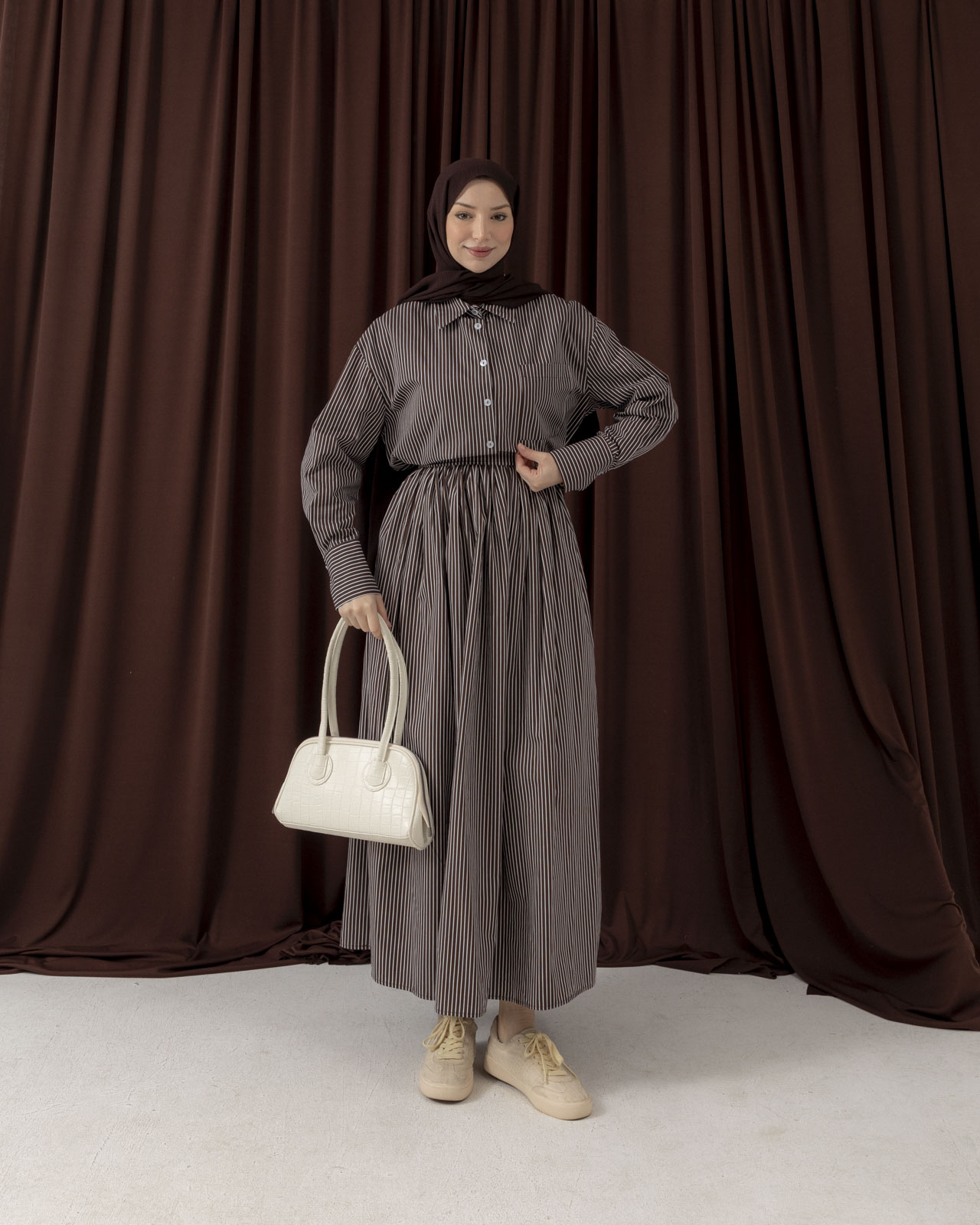 Çizgili Kahve Takım