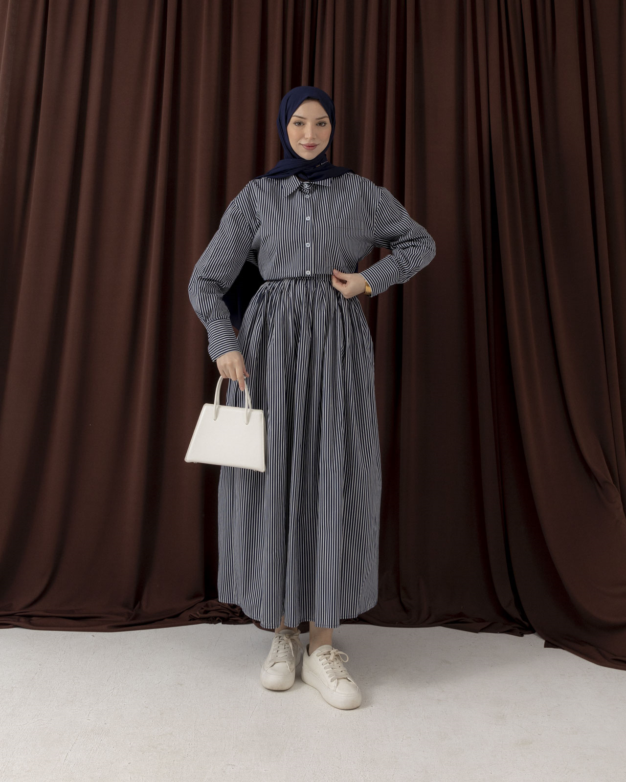 Çizgili Lacivert Takım