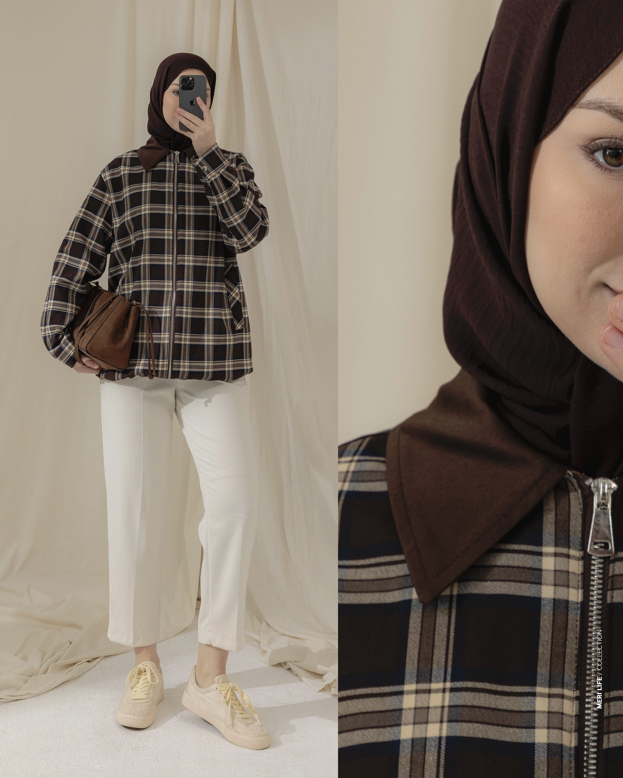 Ekose Desenli Lacivert Ceket