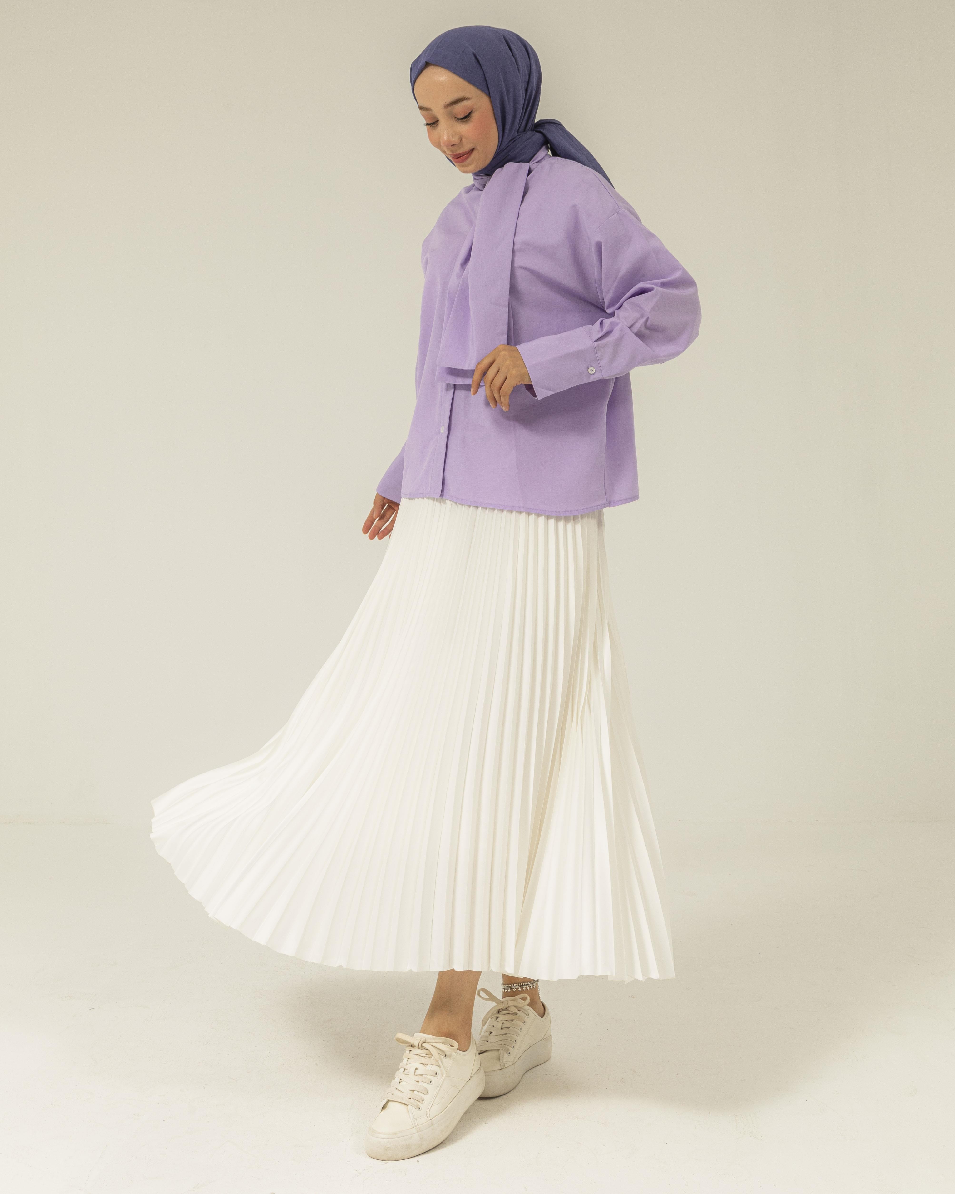 Fular Yaka Lila Gömlek