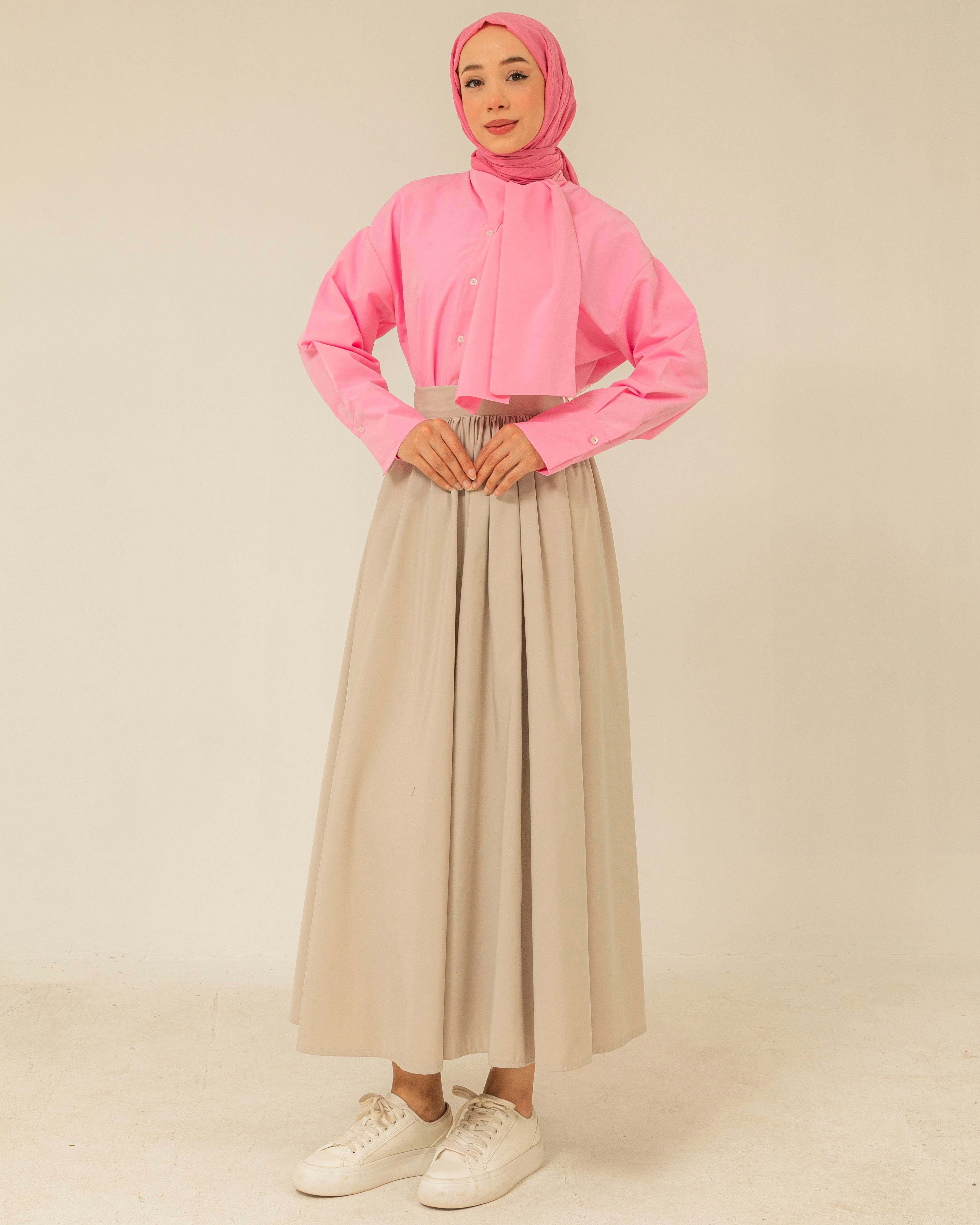 Fular Yaka Pembe Gömlek