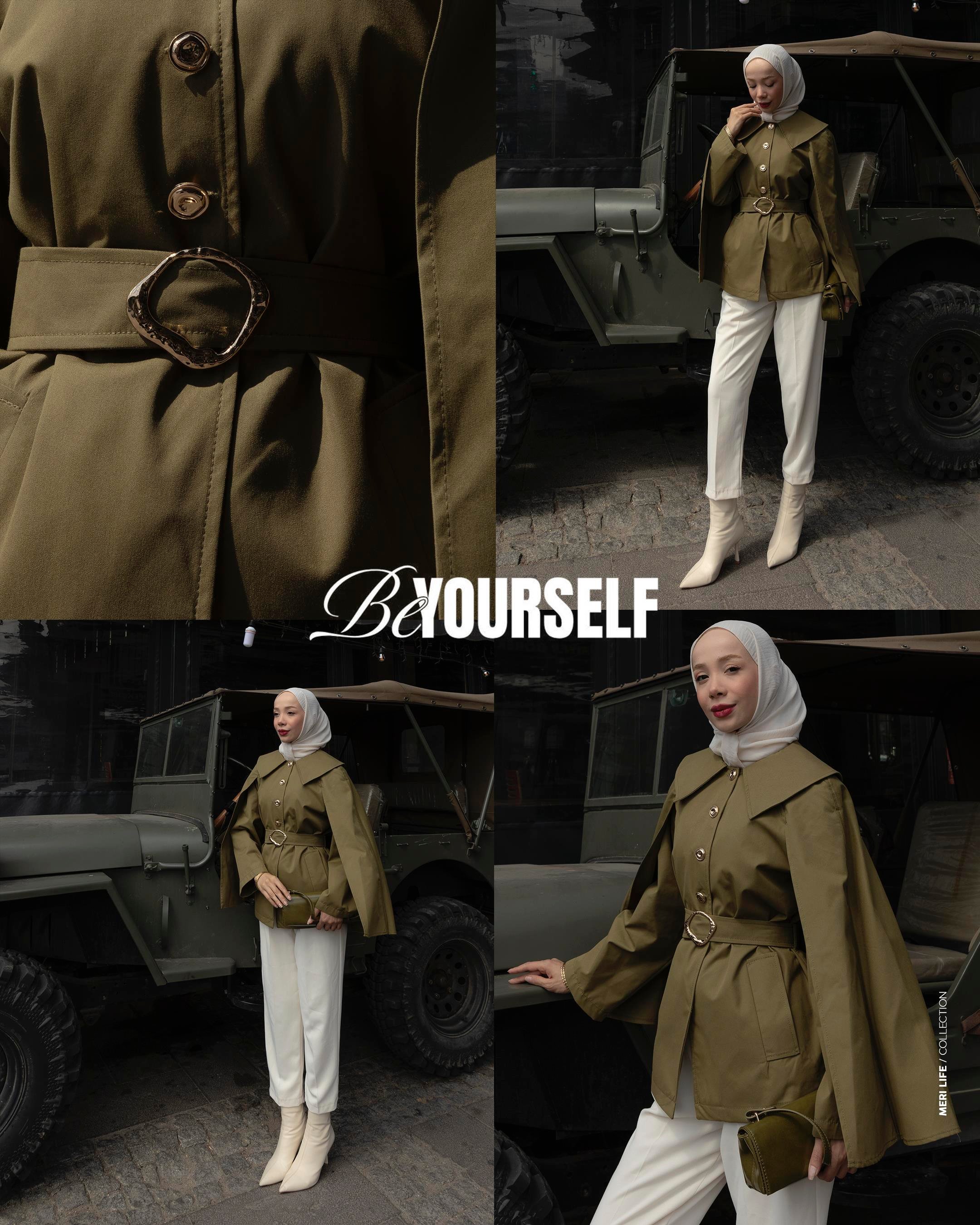 Kemeri Tokalı Haki Trençkot